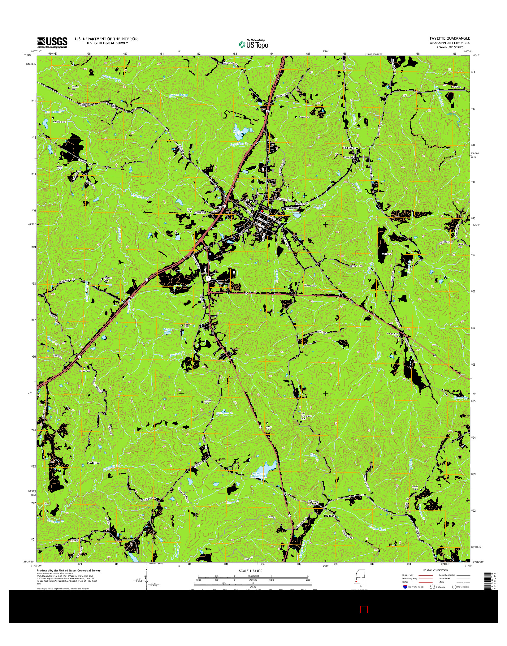 USGS US TOPO 7.5-MINUTE MAP FOR FAYETTE, MS 2015