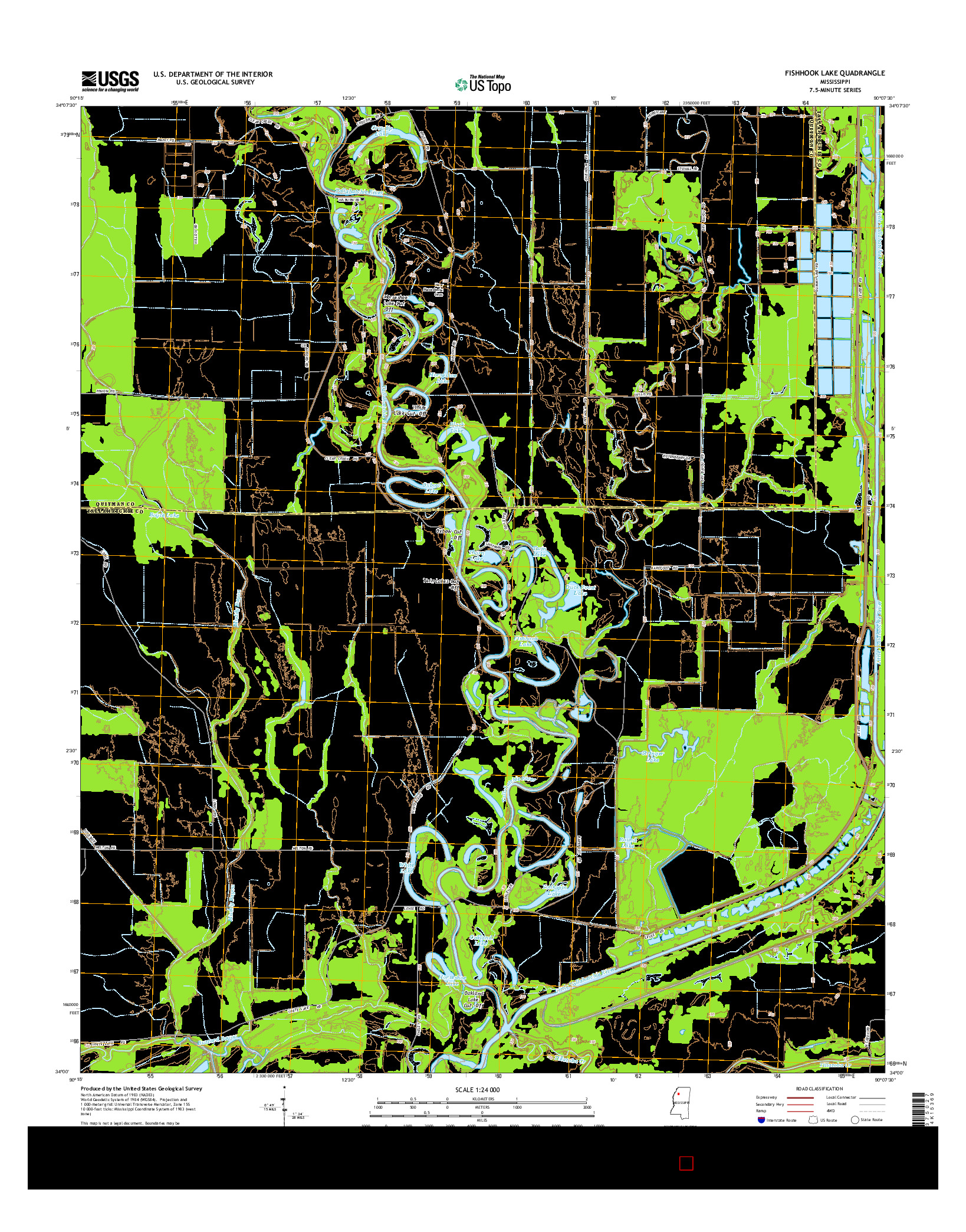 USGS US TOPO 7.5-MINUTE MAP FOR FISHHOOK LAKE, MS 2015