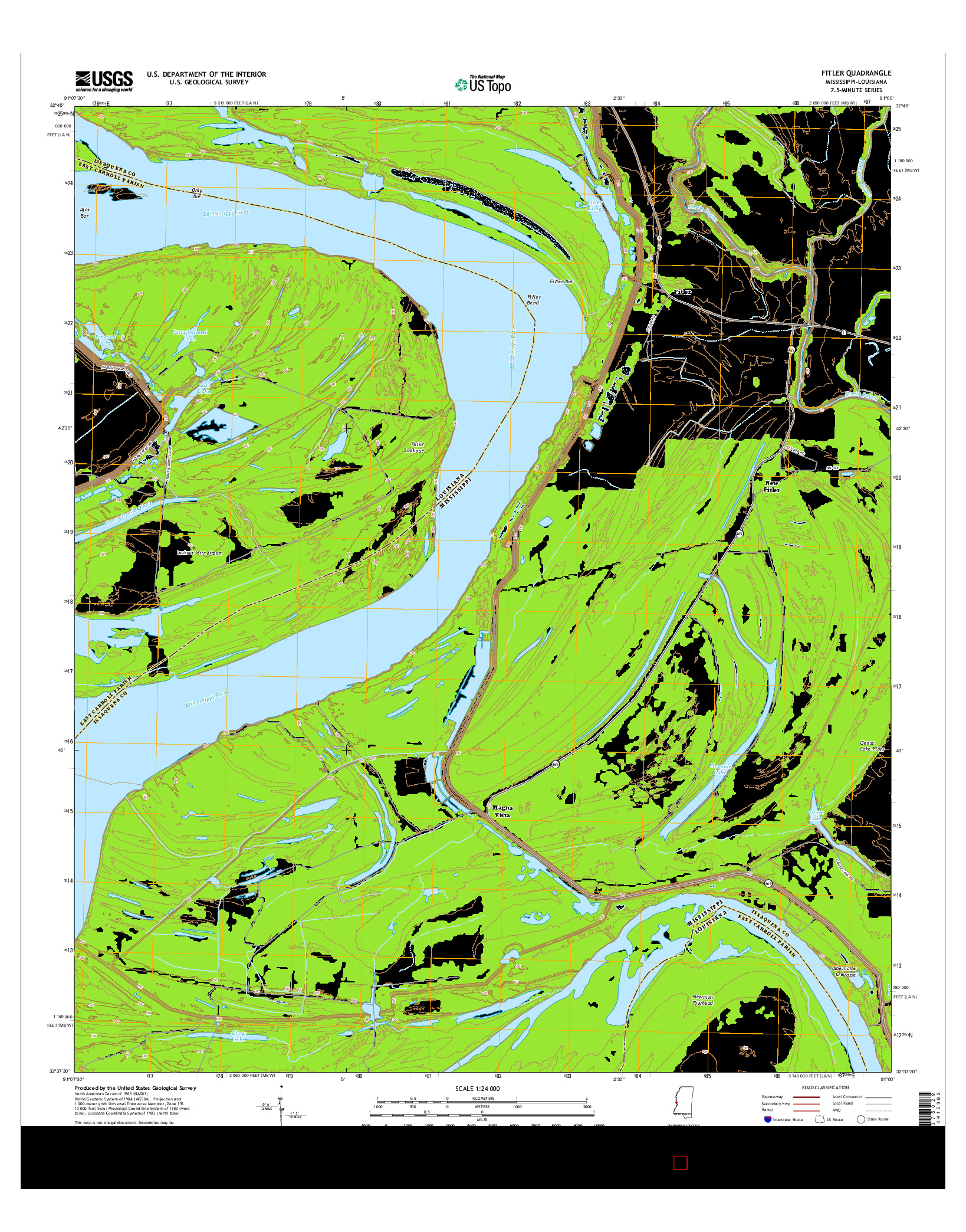 USGS US TOPO 7.5-MINUTE MAP FOR FITLER, MS-LA 2015