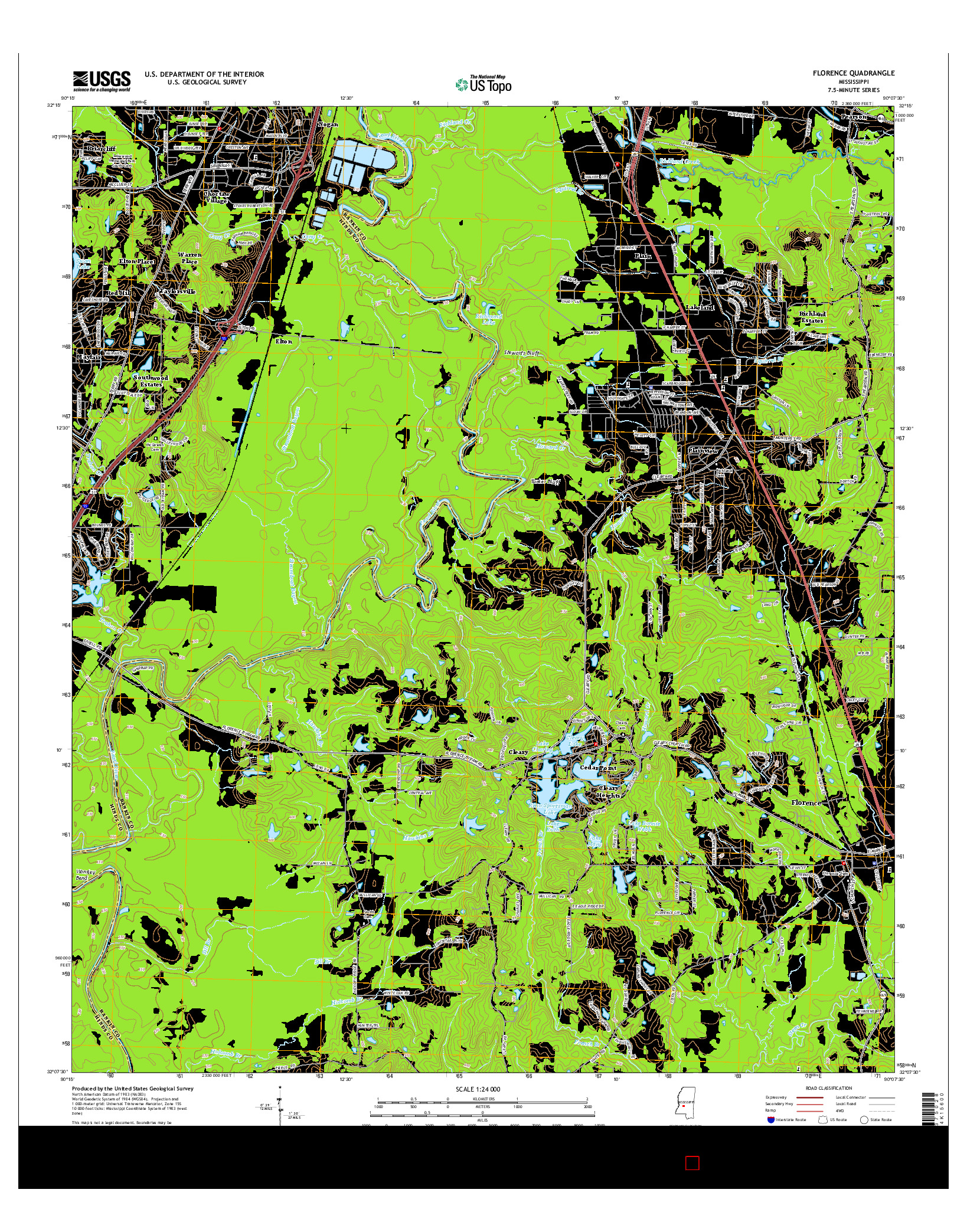 USGS US TOPO 7.5-MINUTE MAP FOR FLORENCE, MS 2015