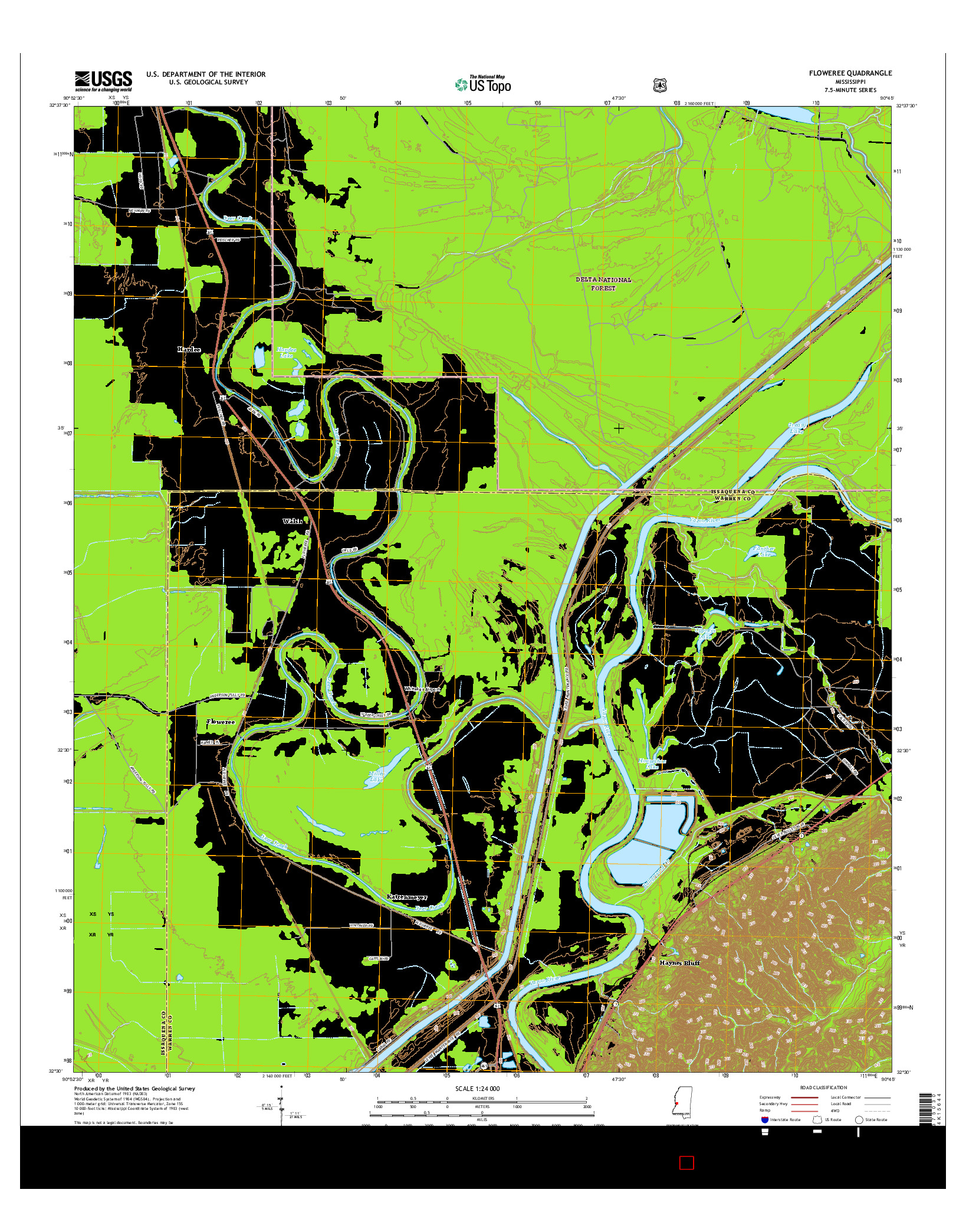 USGS US TOPO 7.5-MINUTE MAP FOR FLOWEREE, MS 2015