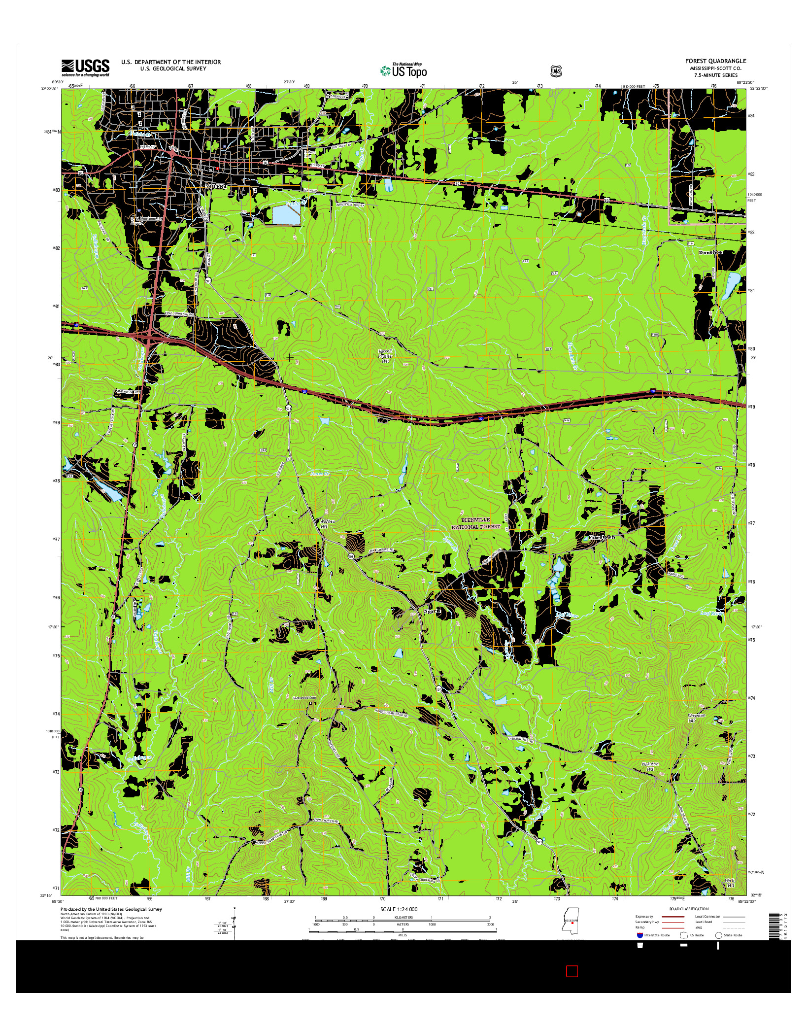 USGS US TOPO 7.5-MINUTE MAP FOR FOREST, MS 2015