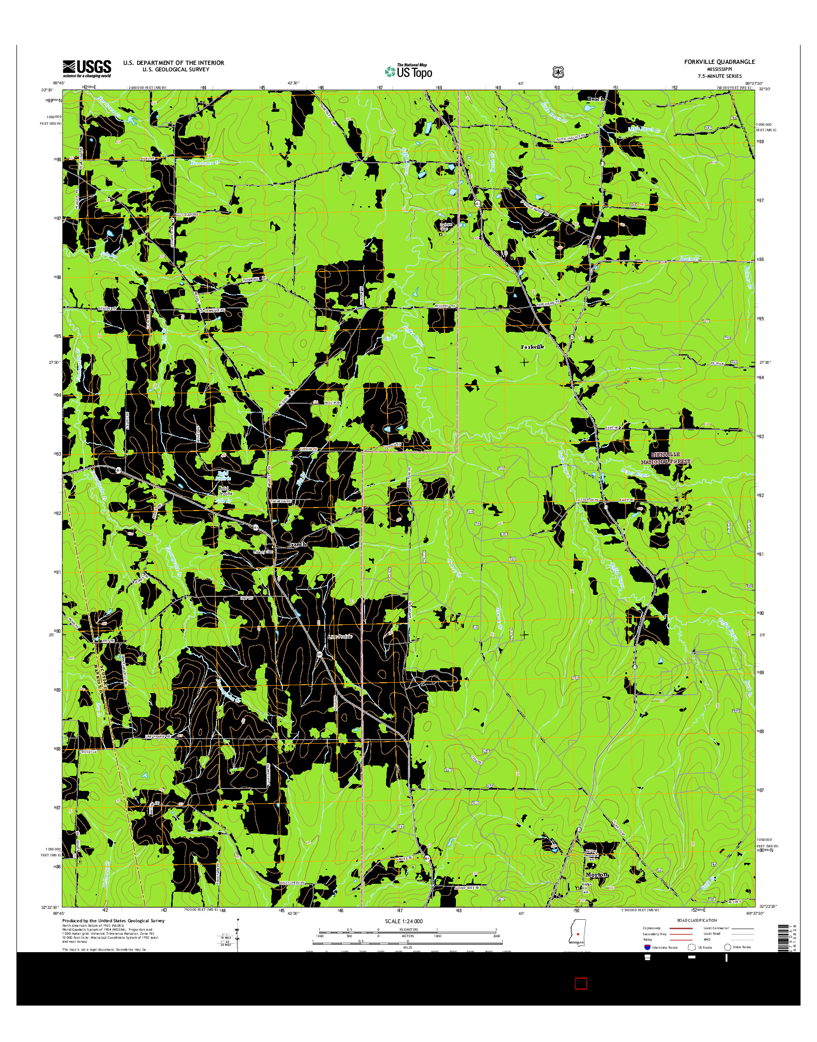 USGS US TOPO 7.5-MINUTE MAP FOR FORKVILLE, MS 2015