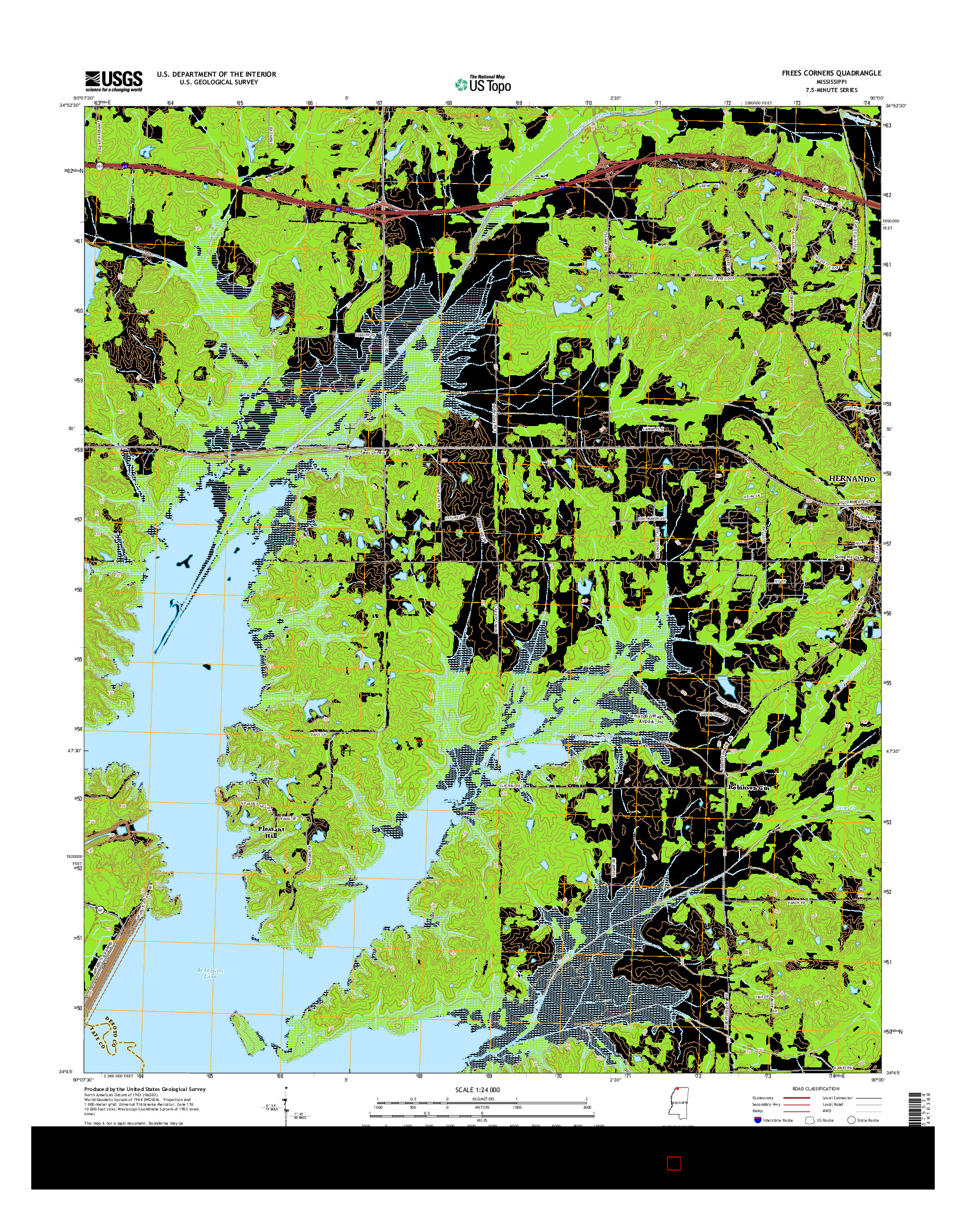 USGS US TOPO 7.5-MINUTE MAP FOR FREES CORNERS, MS 2015