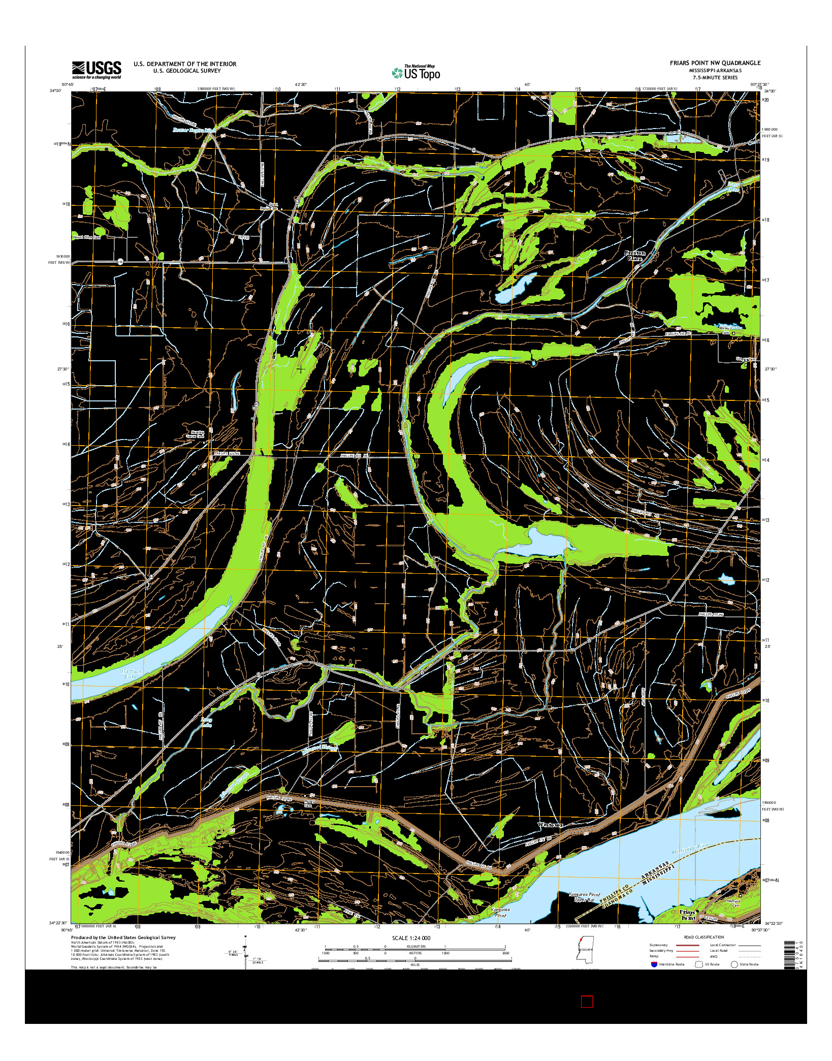 USGS US TOPO 7.5-MINUTE MAP FOR FRIARS POINT NW, MS-AR 2015