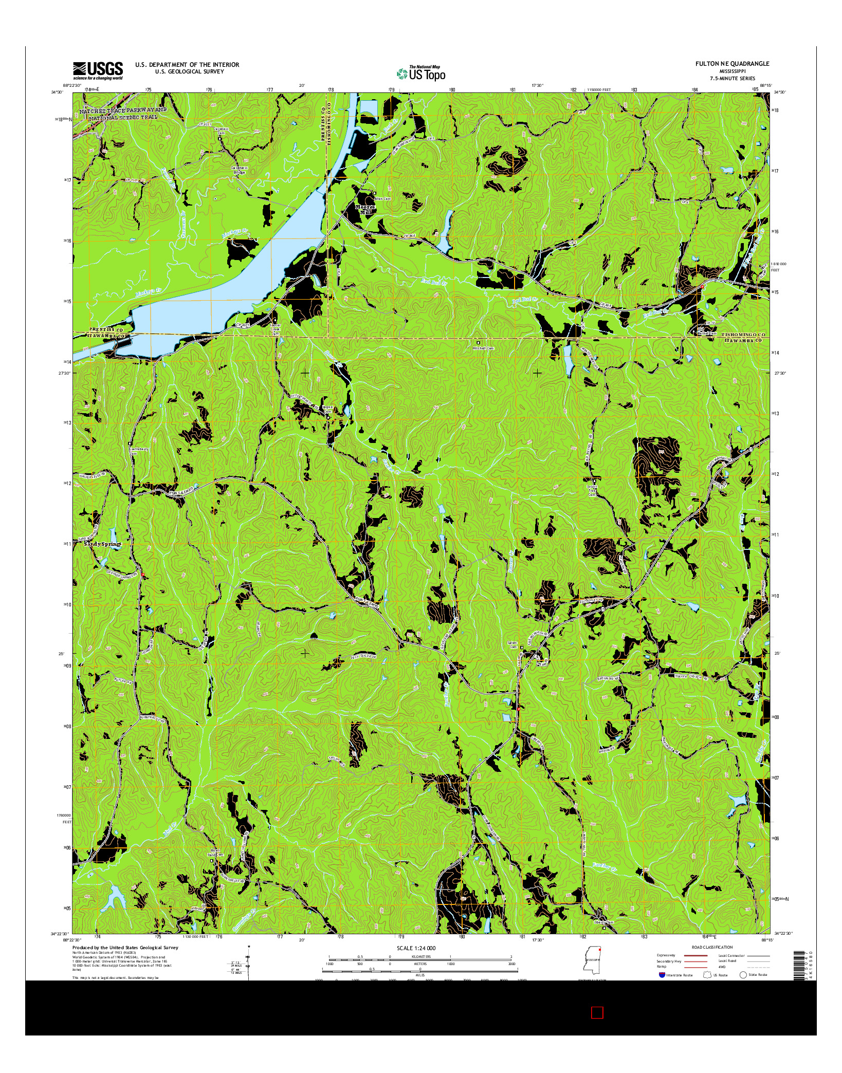 USGS US TOPO 7.5-MINUTE MAP FOR FULTON NE, MS 2015