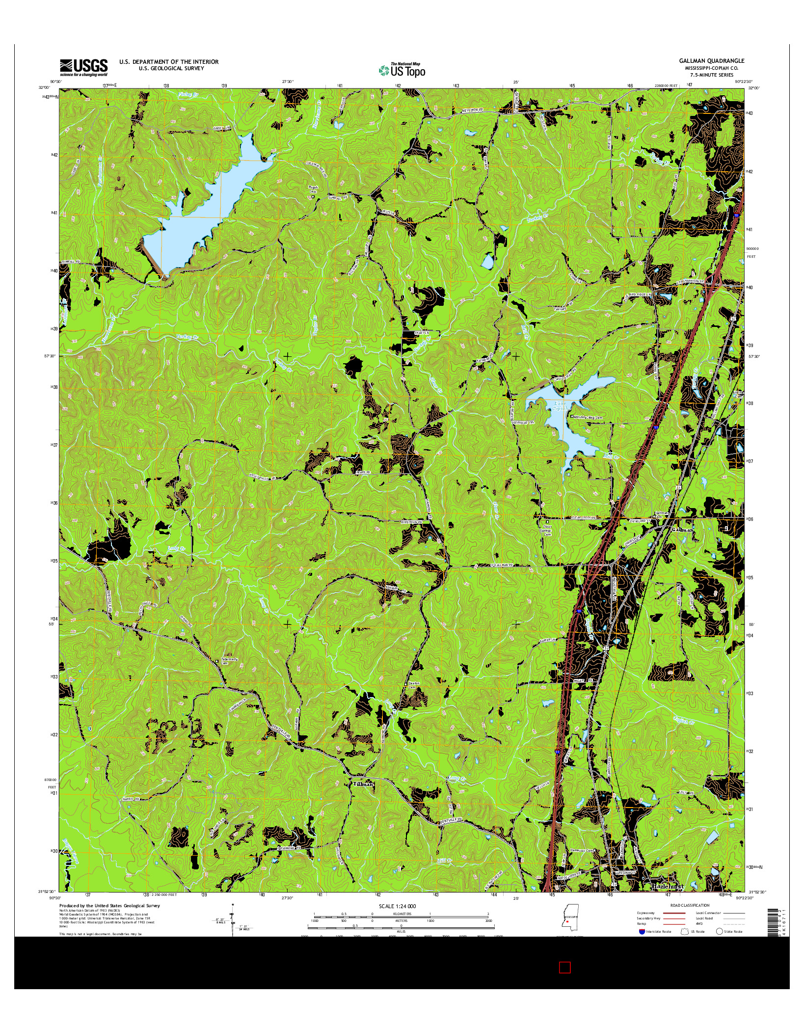USGS US TOPO 7.5-MINUTE MAP FOR GALLMAN, MS 2015
