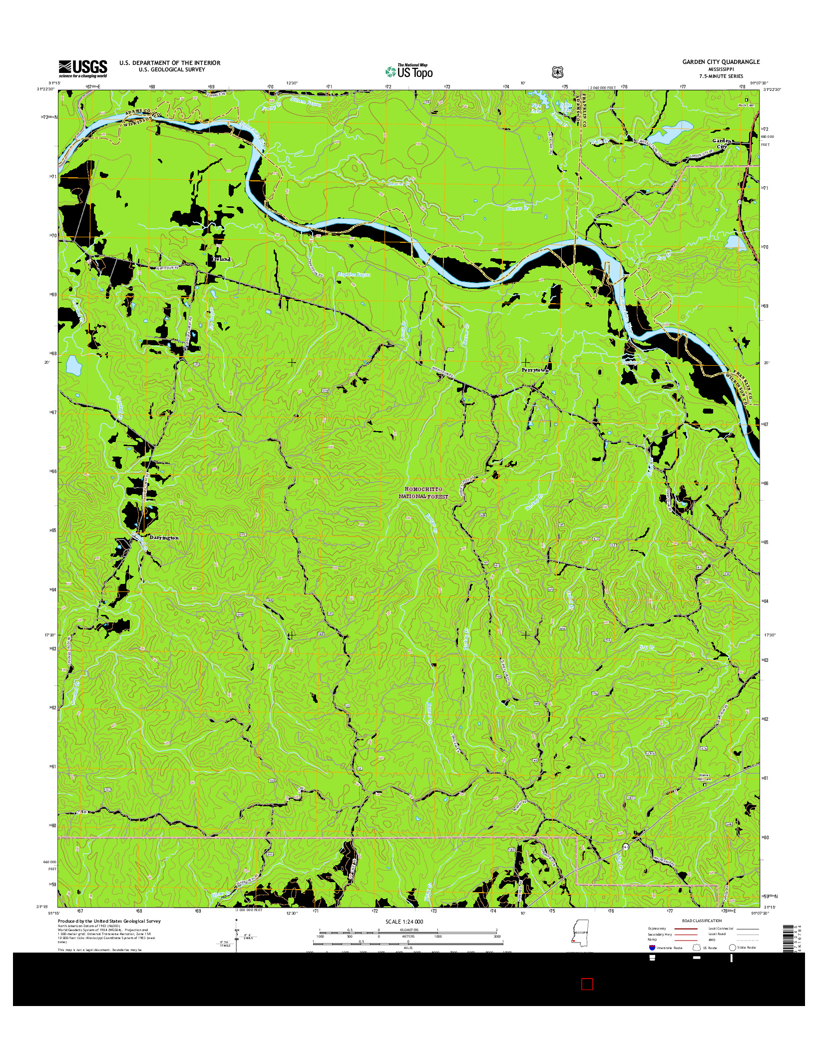 USGS US TOPO 7.5-MINUTE MAP FOR GARDEN CITY, MS 2015