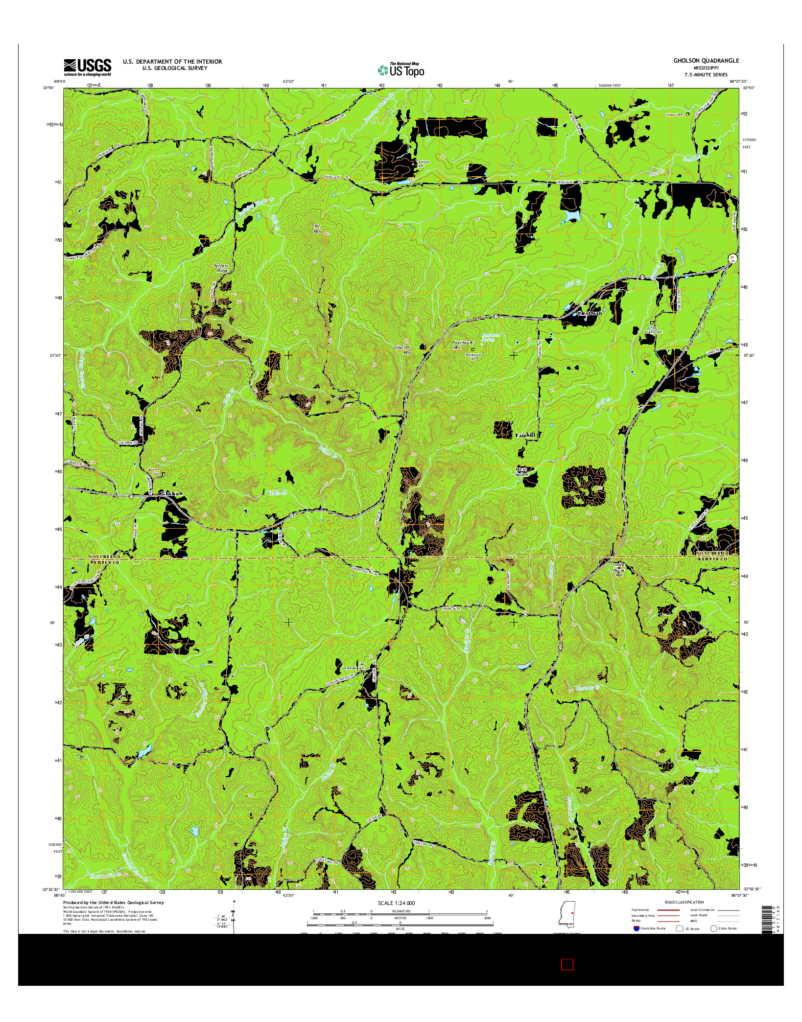 USGS US TOPO 7.5-MINUTE MAP FOR GHOLSON, MS 2015