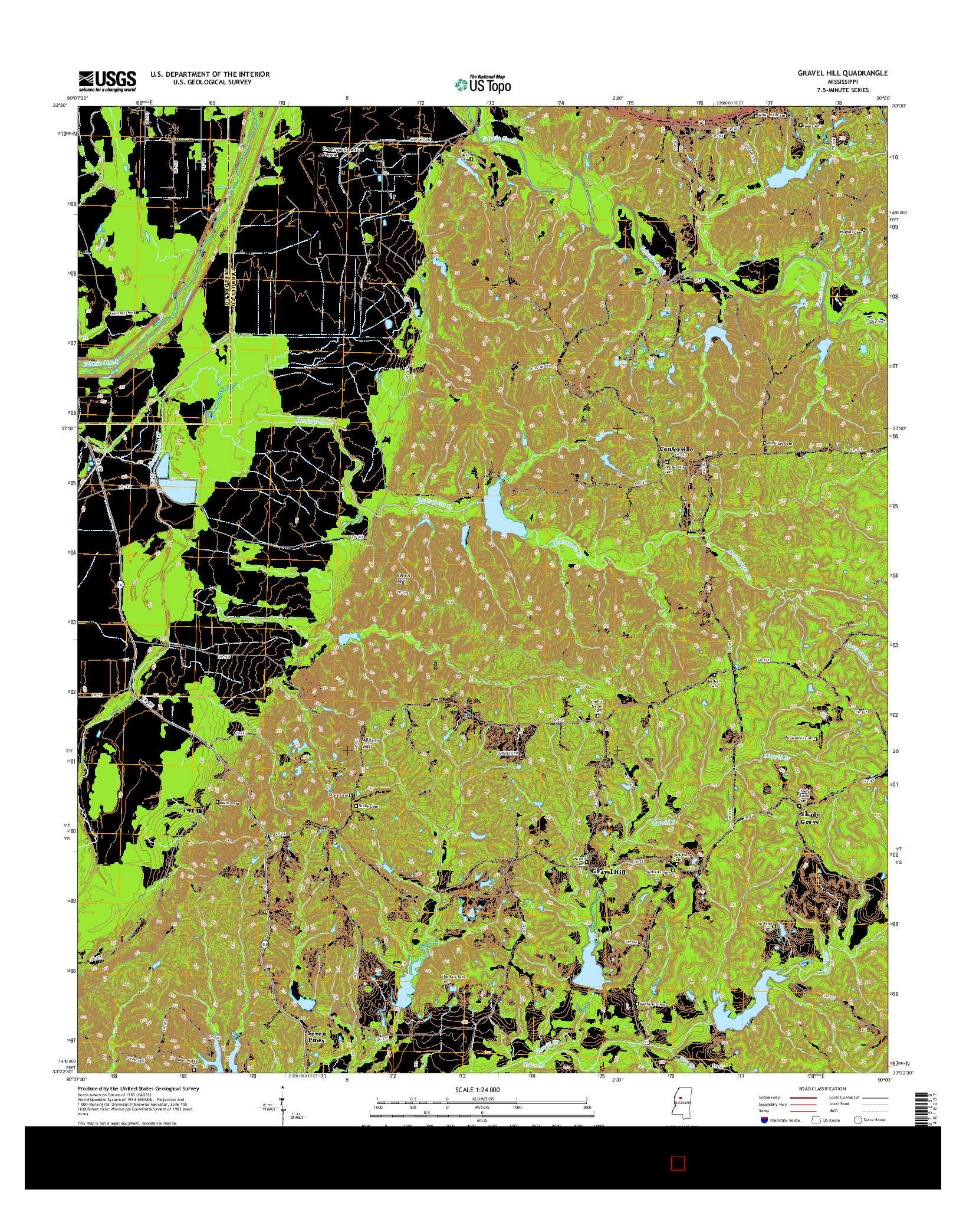 USGS US TOPO 7.5-MINUTE MAP FOR GRAVEL HILL, MS 2015