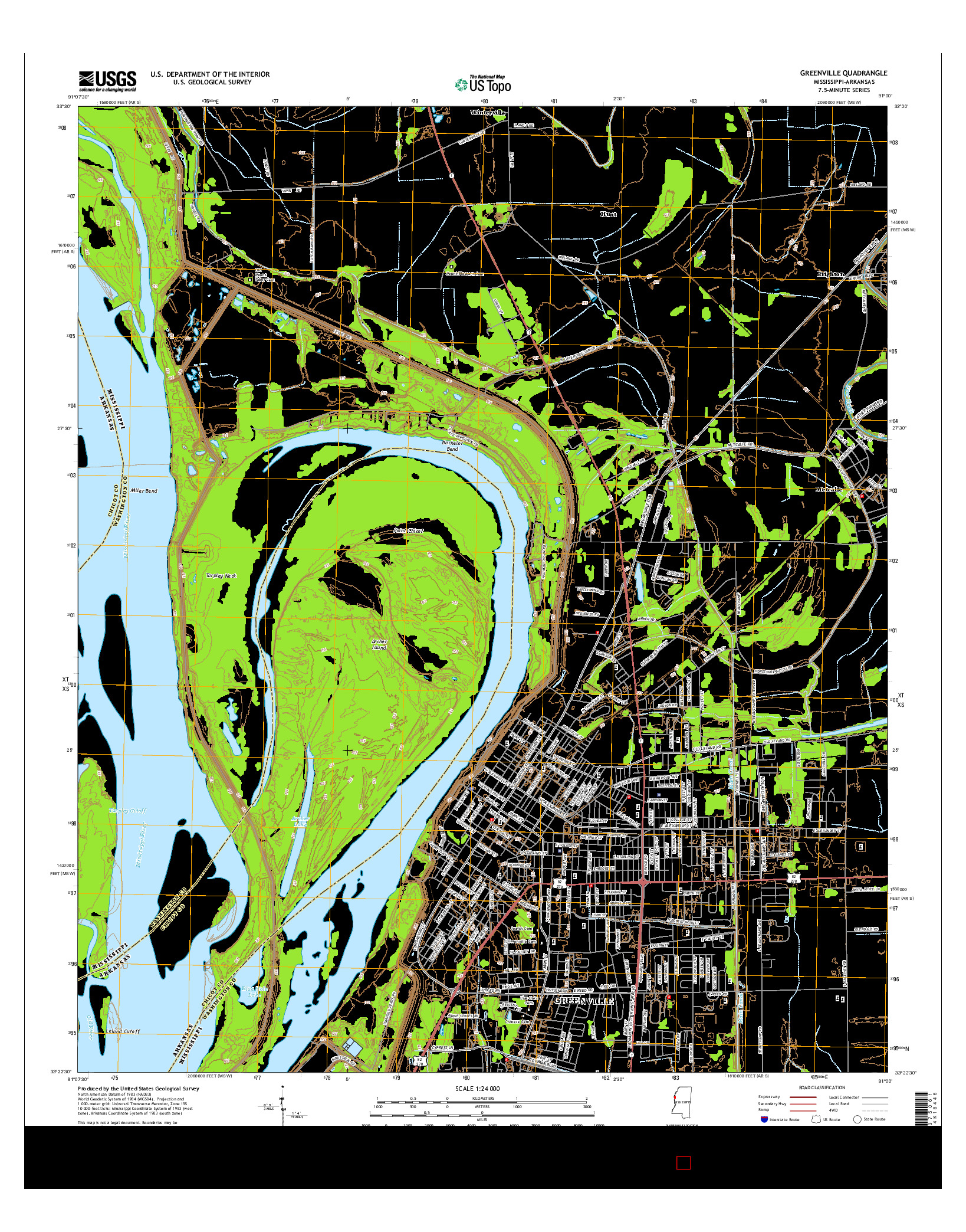 USGS US TOPO 7.5-MINUTE MAP FOR GREENVILLE, MS-AR 2015