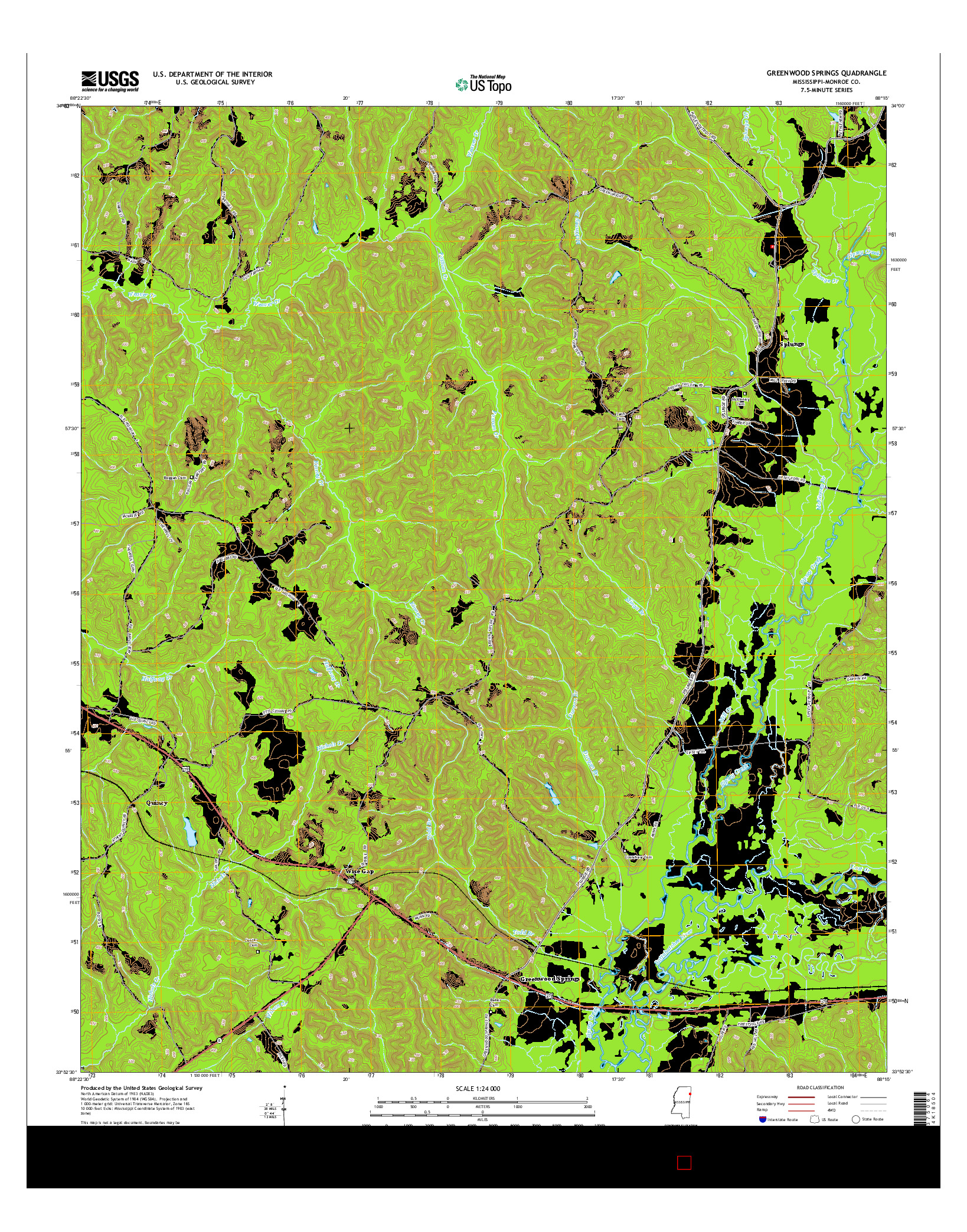 USGS US TOPO 7.5-MINUTE MAP FOR GREENWOOD SPRINGS, MS 2015