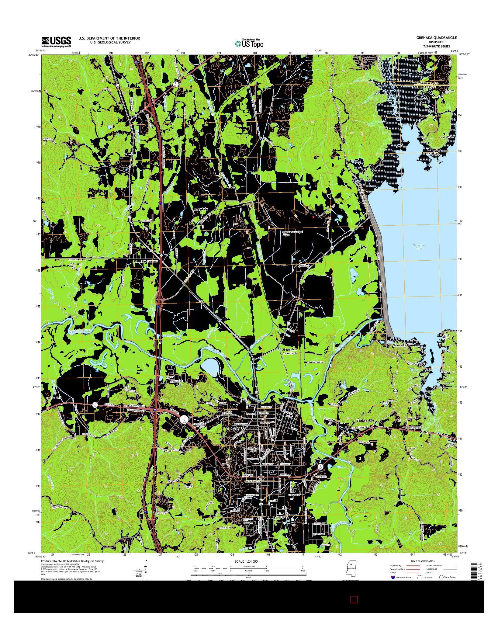 USGS US TOPO 7.5-MINUTE MAP FOR GRENADA, MS 2015