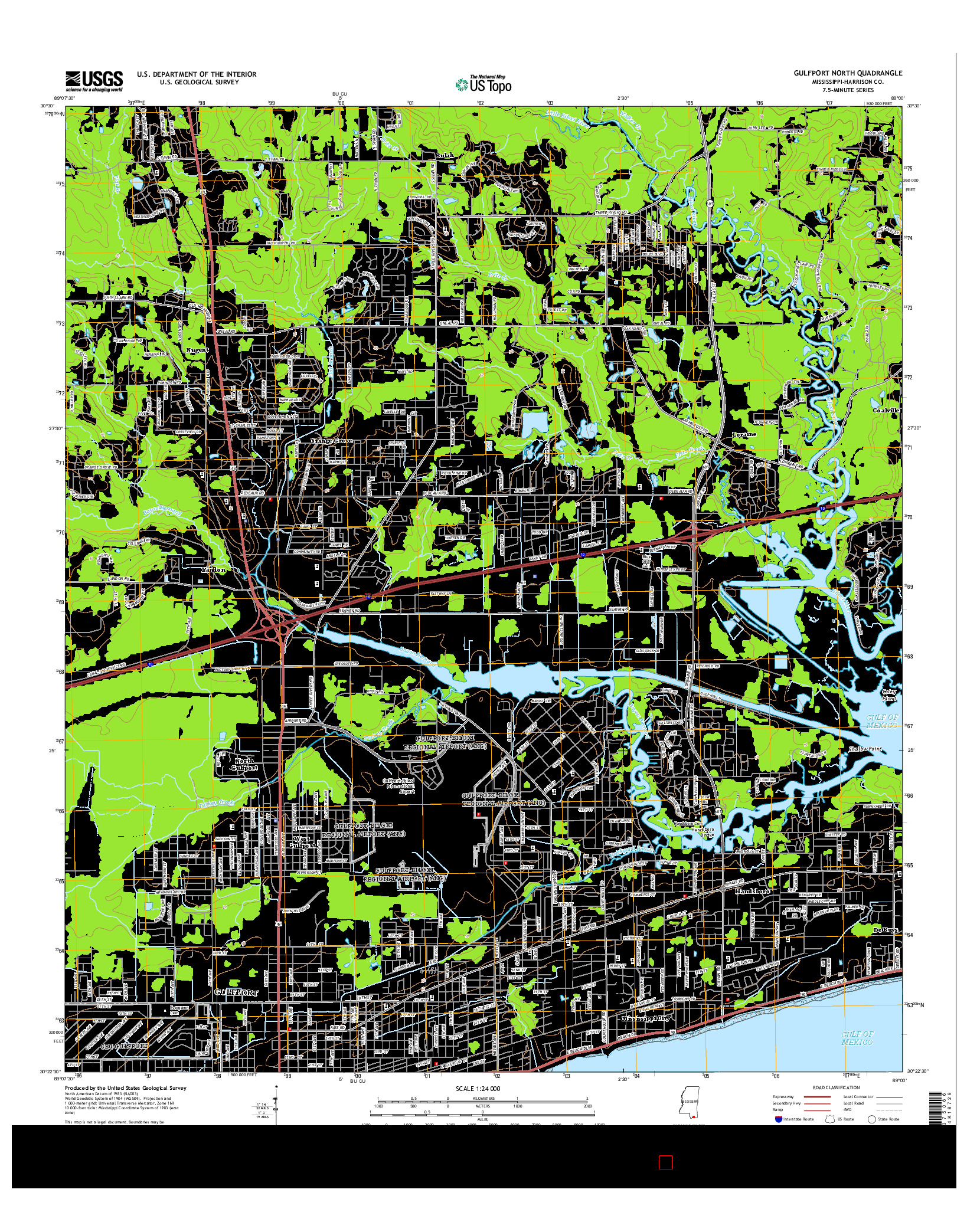 USGS US TOPO 7.5-MINUTE MAP FOR GULFPORT NORTH, MS 2015