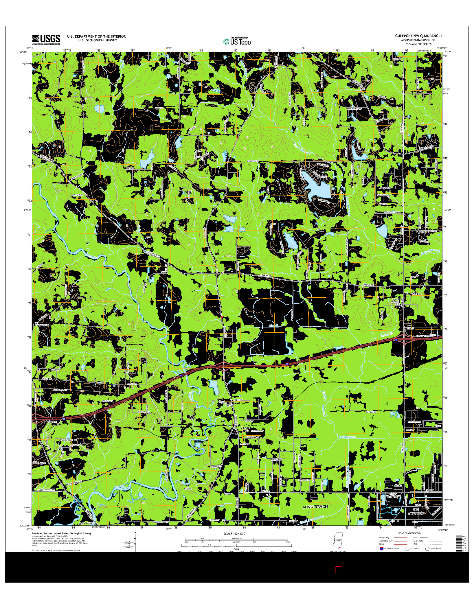 USGS US TOPO 7.5-MINUTE MAP FOR GULFPORT NW, MS 2015