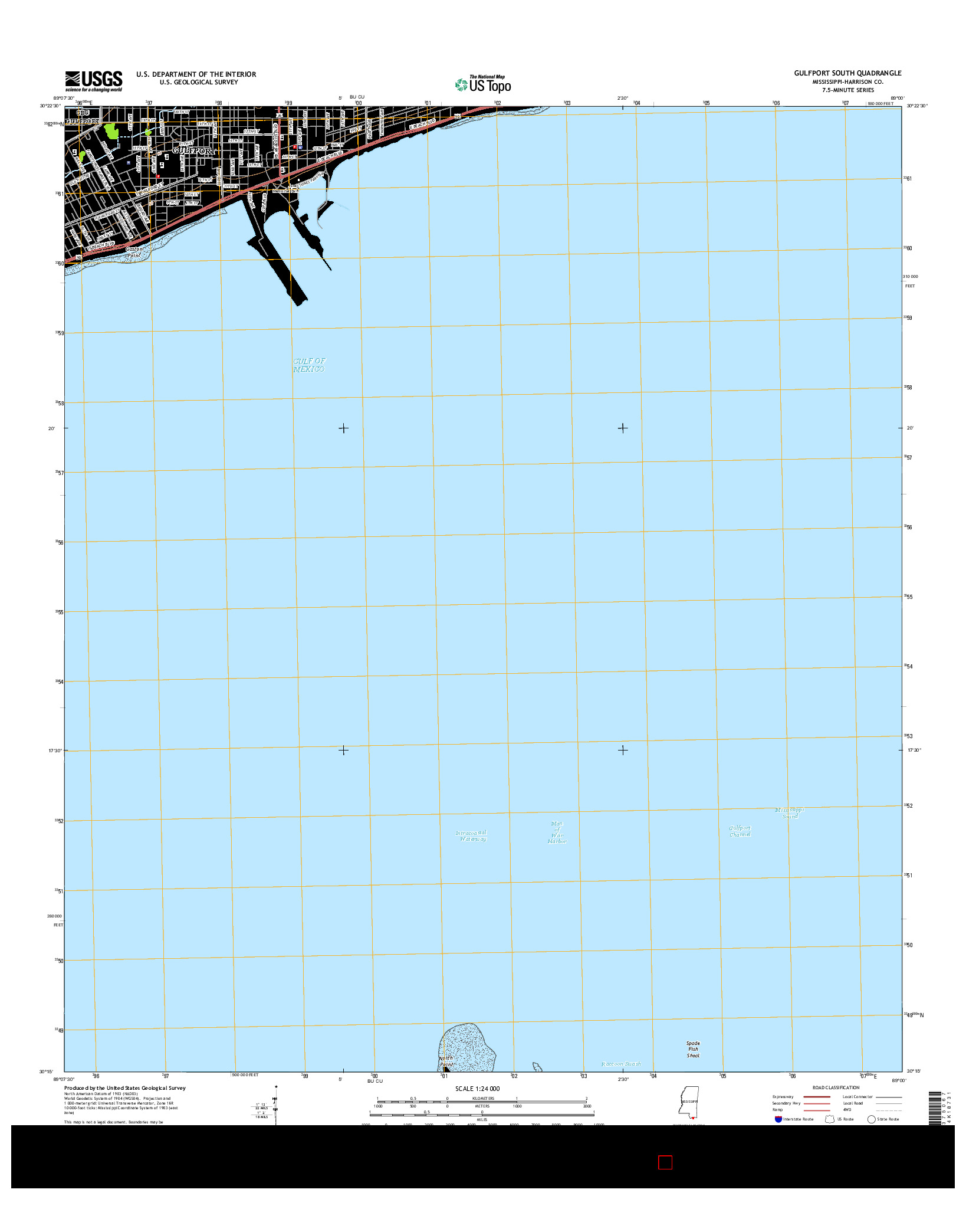 USGS US TOPO 7.5-MINUTE MAP FOR GULFPORT SOUTH, MS 2015