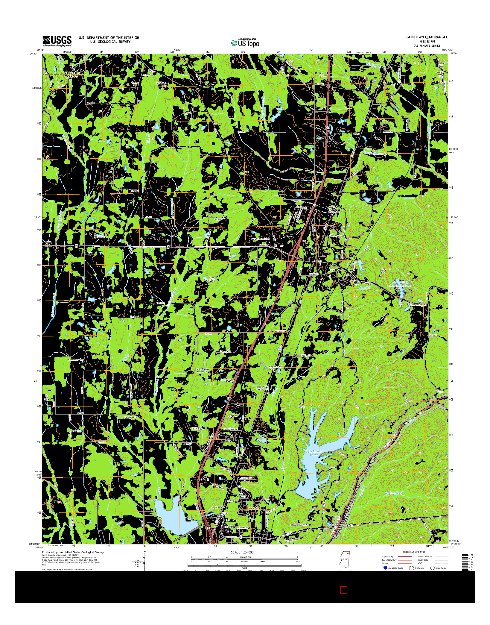 USGS US TOPO 7.5-MINUTE MAP FOR GUNTOWN, MS 2015