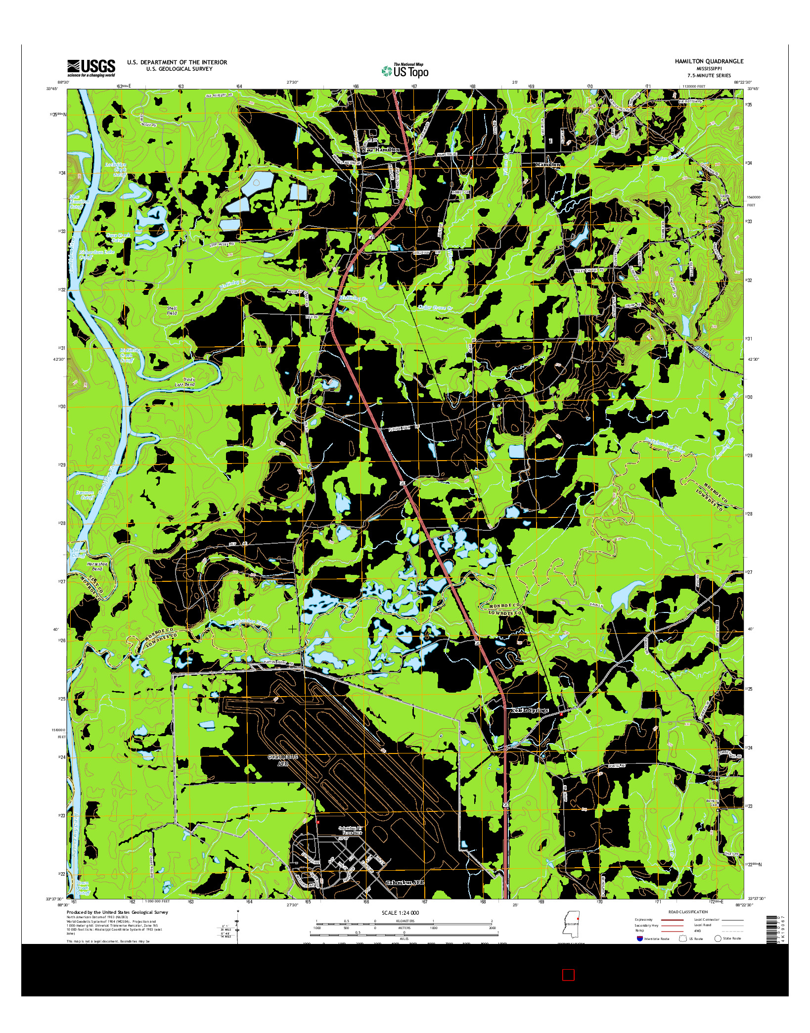 USGS US TOPO 7.5-MINUTE MAP FOR HAMILTON, MS 2015