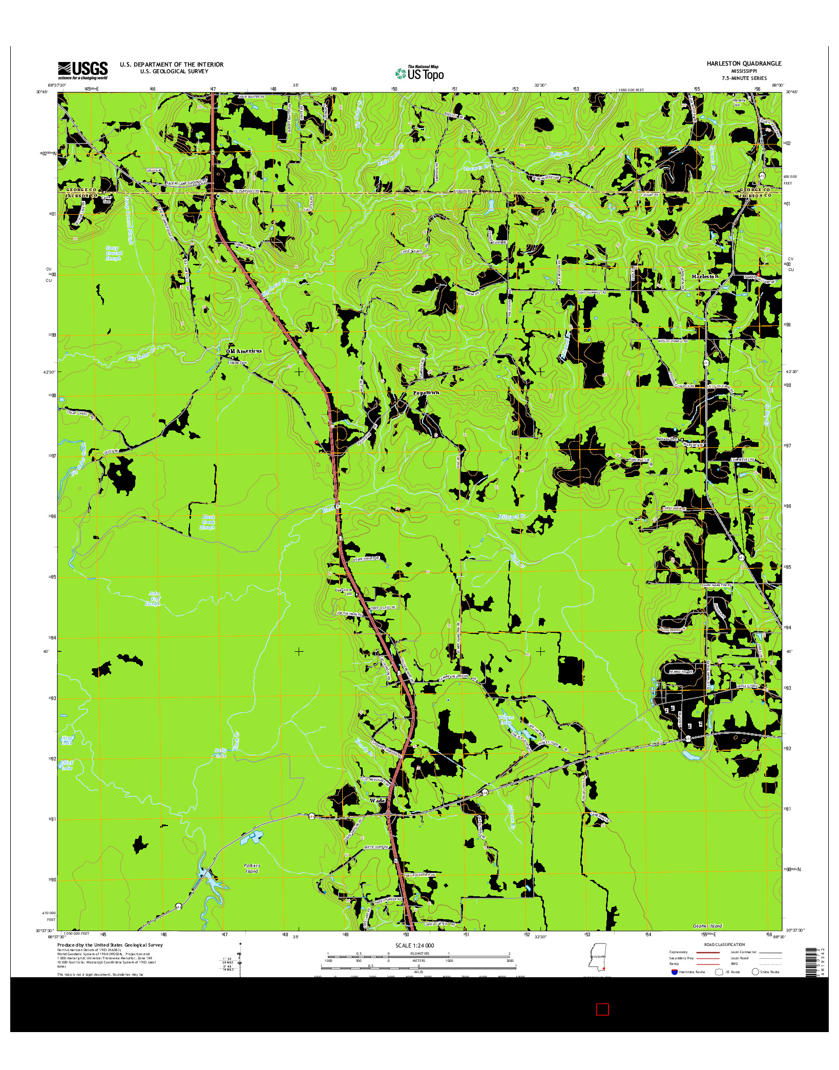USGS US TOPO 7.5-MINUTE MAP FOR HARLESTON, MS 2015