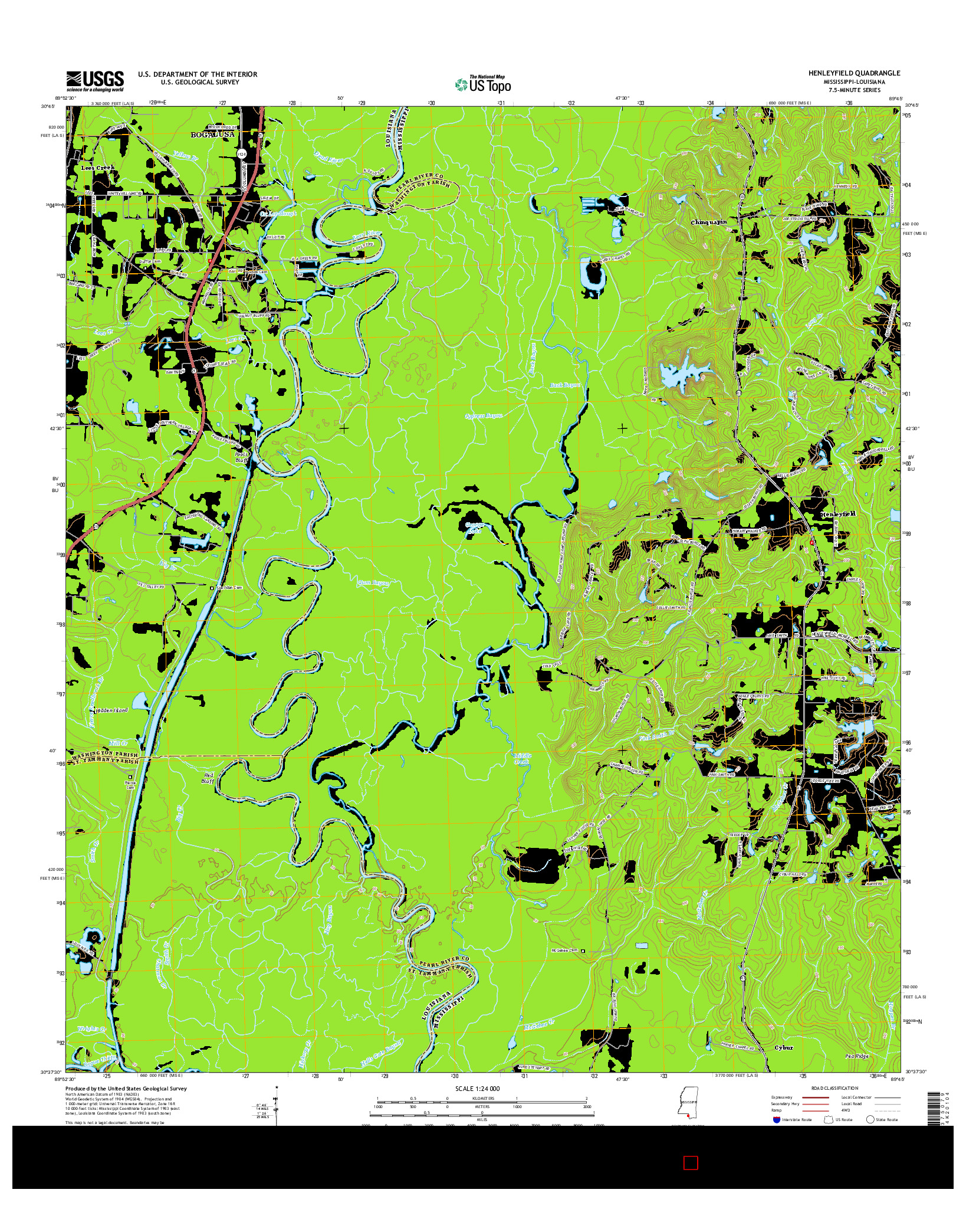 USGS US TOPO 7.5-MINUTE MAP FOR HENLEYFIELD, MS-LA 2015
