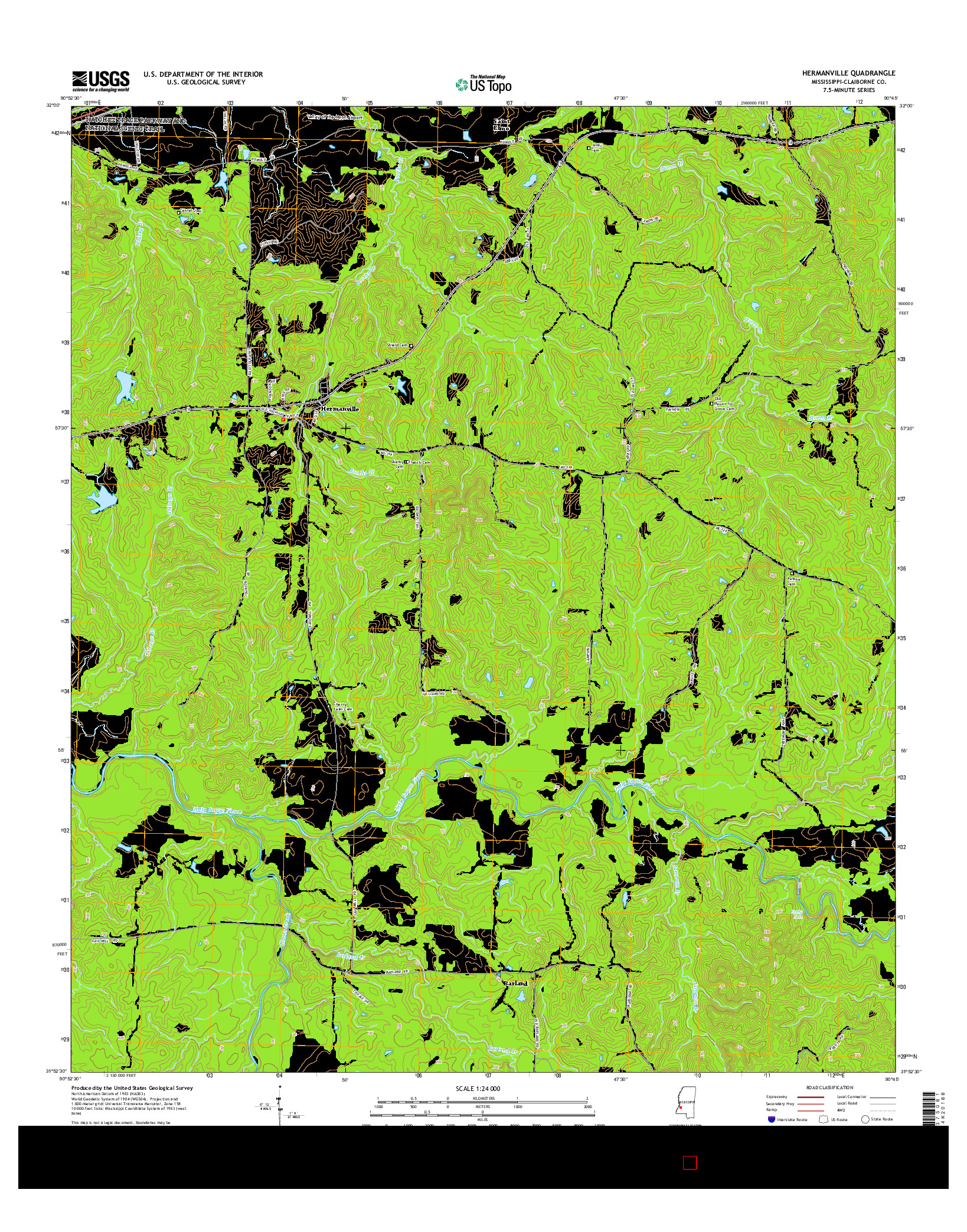 USGS US TOPO 7.5-MINUTE MAP FOR HERMANVILLE, MS 2015