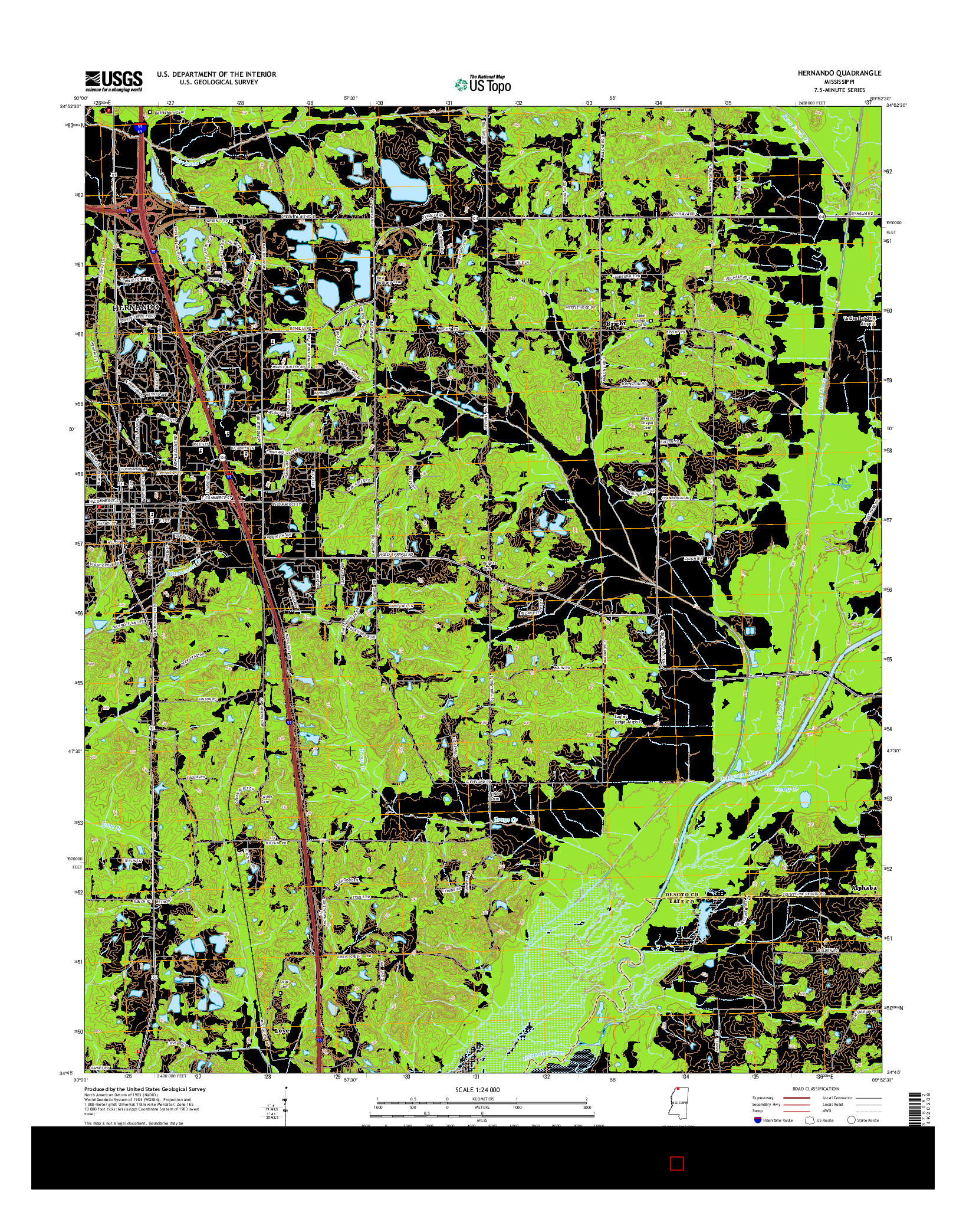 USGS US TOPO 7.5-MINUTE MAP FOR HERNANDO, MS 2015