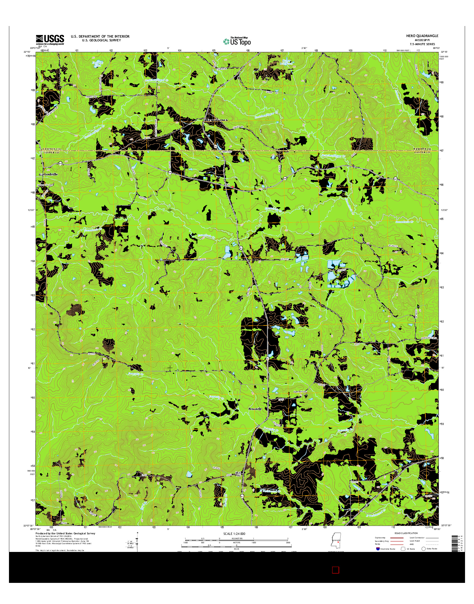 USGS US TOPO 7.5-MINUTE MAP FOR HERO, MS 2015