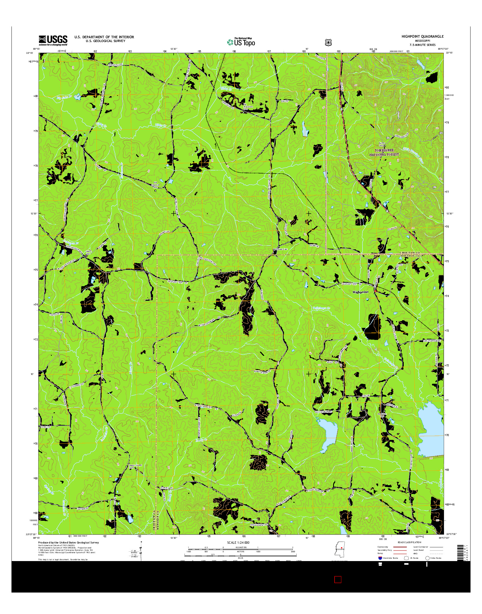 USGS US TOPO 7.5-MINUTE MAP FOR HIGHPOINT, MS 2015