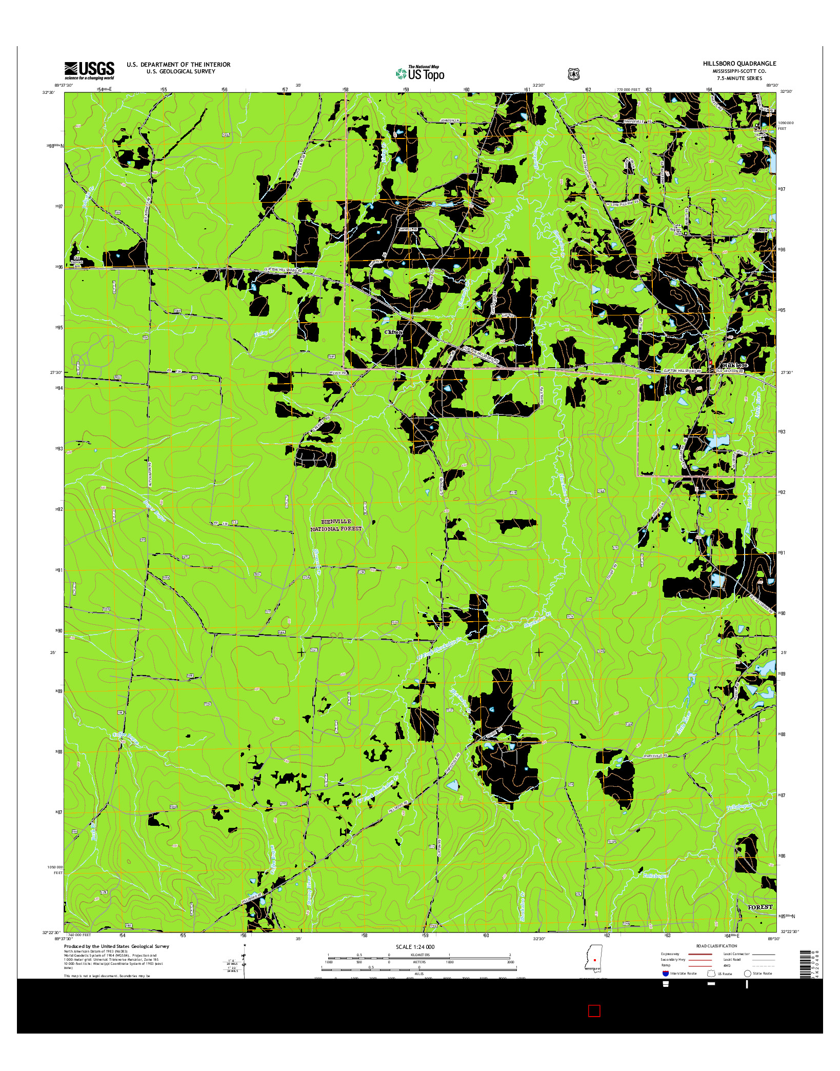 USGS US TOPO 7.5-MINUTE MAP FOR HILLSBORO, MS 2015