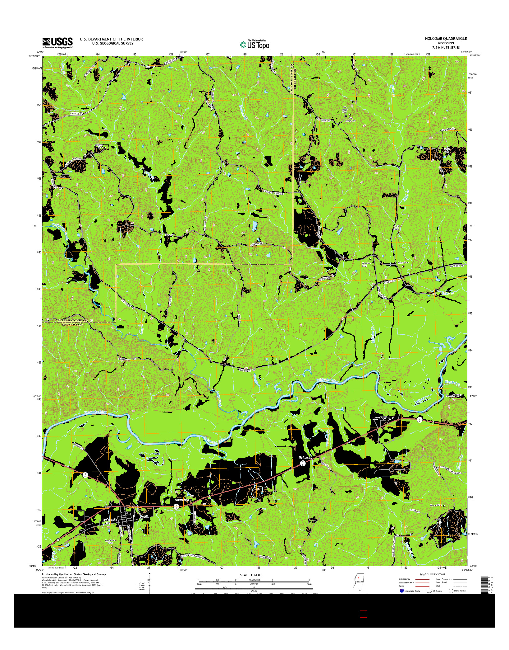 USGS US TOPO 7.5-MINUTE MAP FOR HOLCOMB, MS 2015