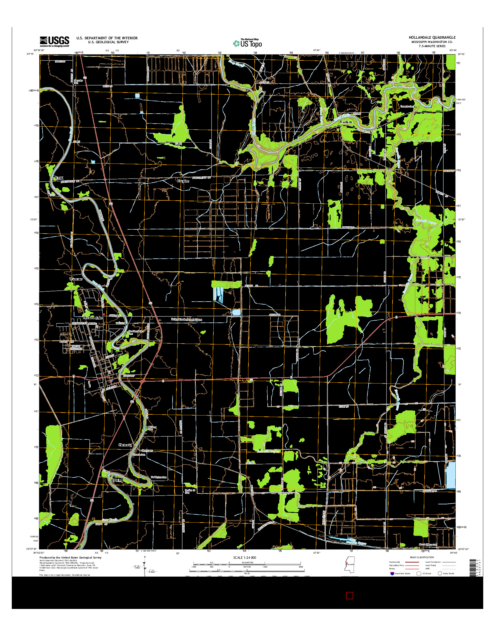 USGS US TOPO 7.5-MINUTE MAP FOR HOLLANDALE, MS 2015