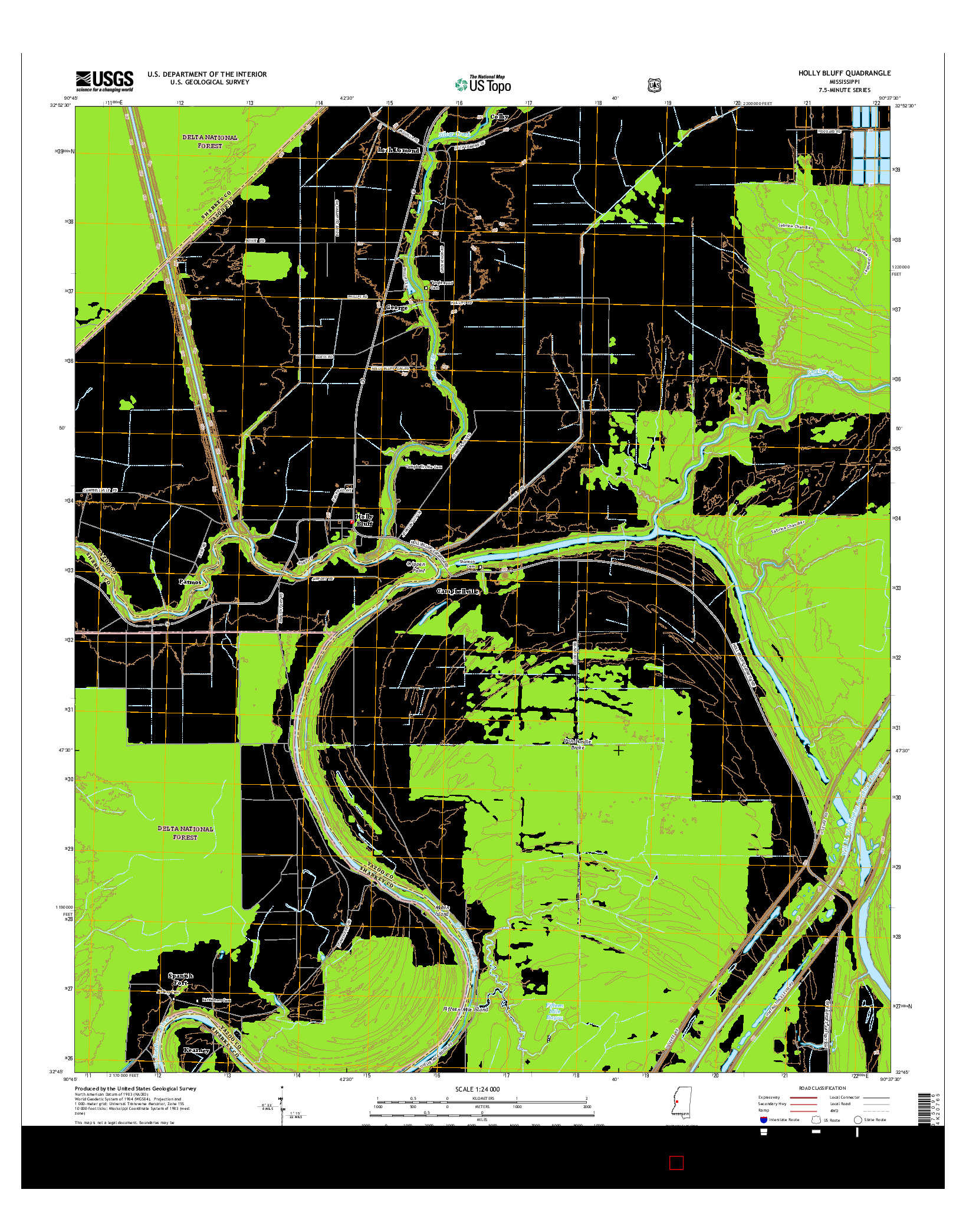 USGS US TOPO 7.5-MINUTE MAP FOR HOLLY BLUFF, MS 2015