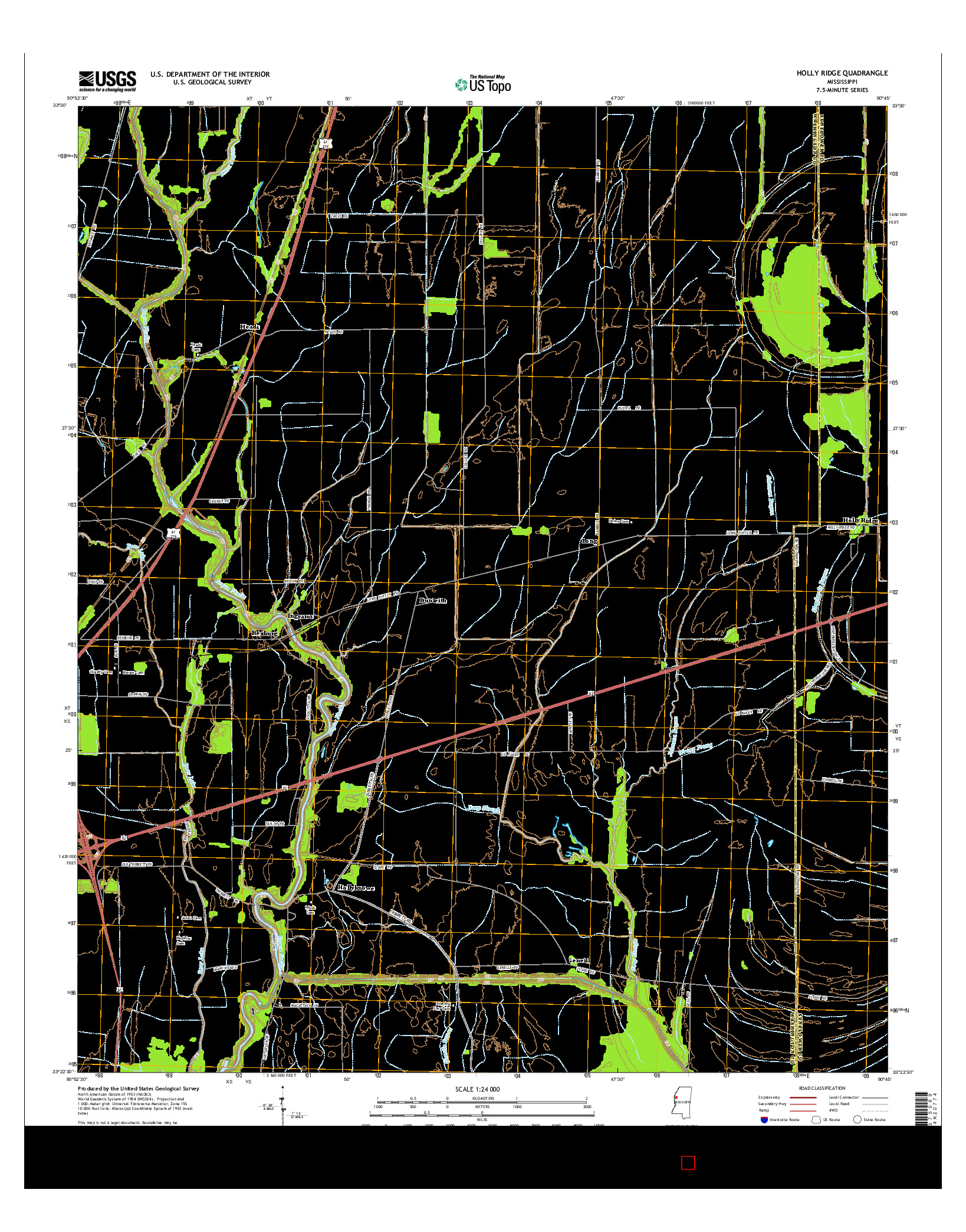 USGS US TOPO 7.5-MINUTE MAP FOR HOLLY RIDGE, MS 2015