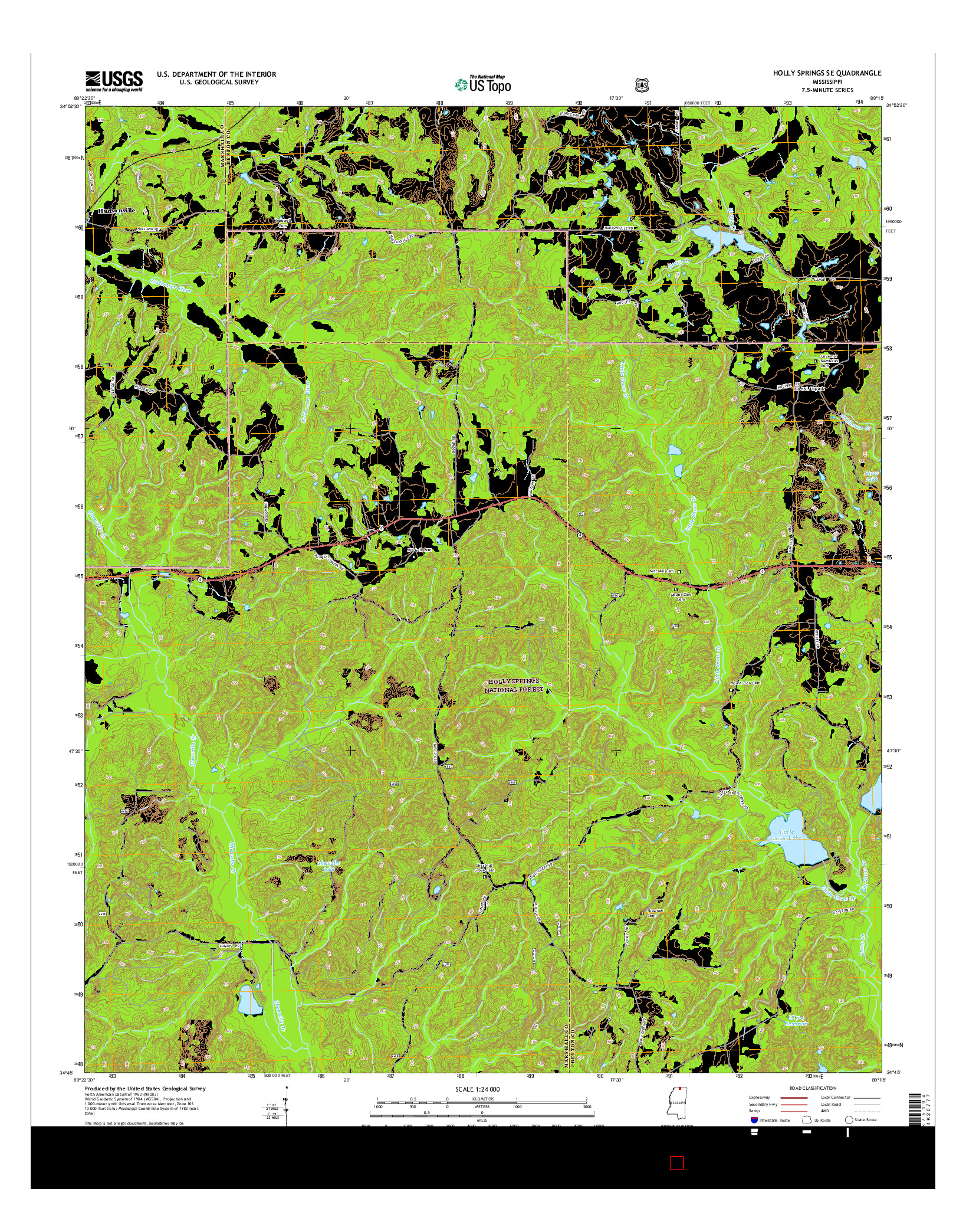 USGS US TOPO 7.5-MINUTE MAP FOR HOLLY SPRINGS SE, MS 2015