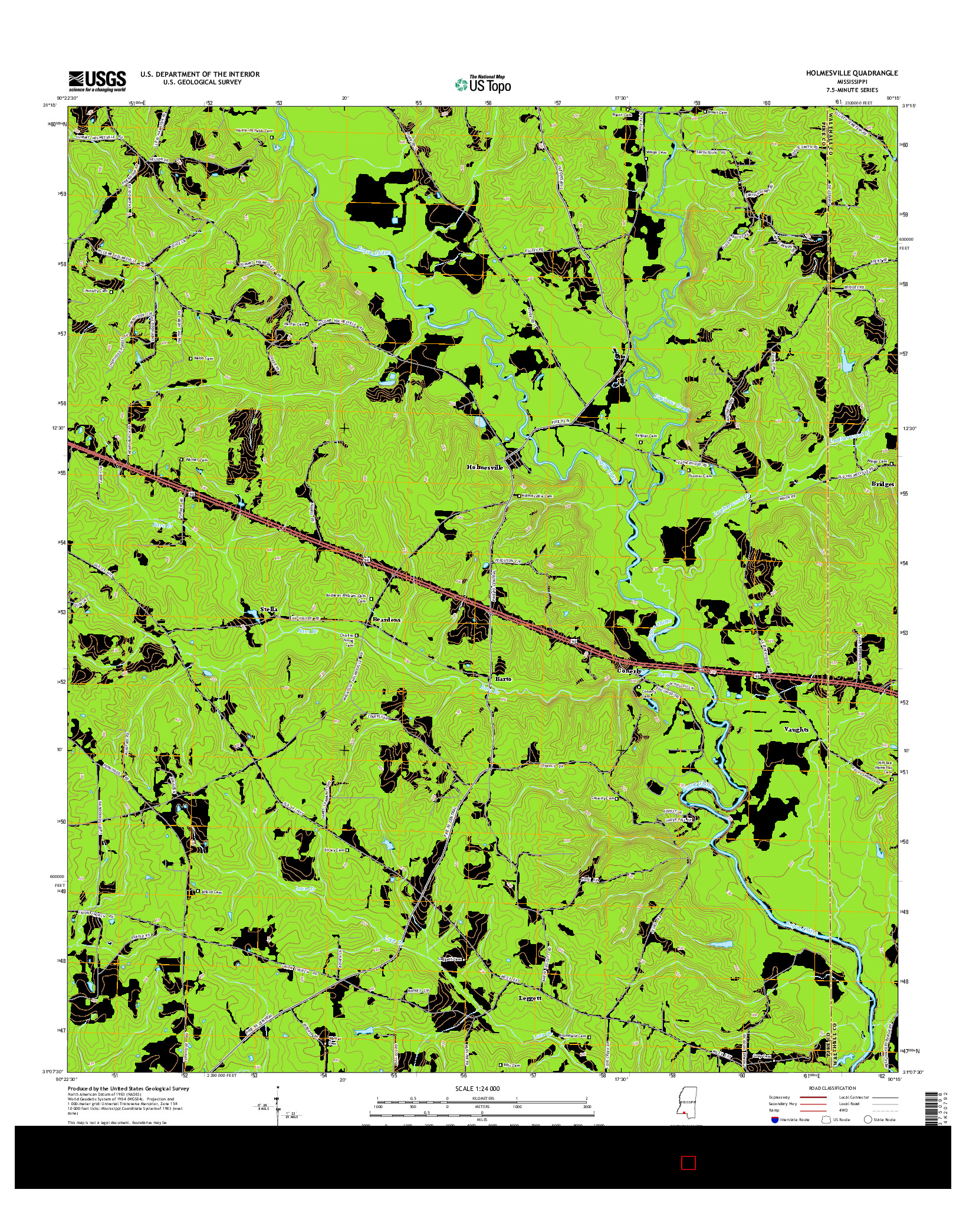 USGS US TOPO 7.5-MINUTE MAP FOR HOLMESVILLE, MS 2015