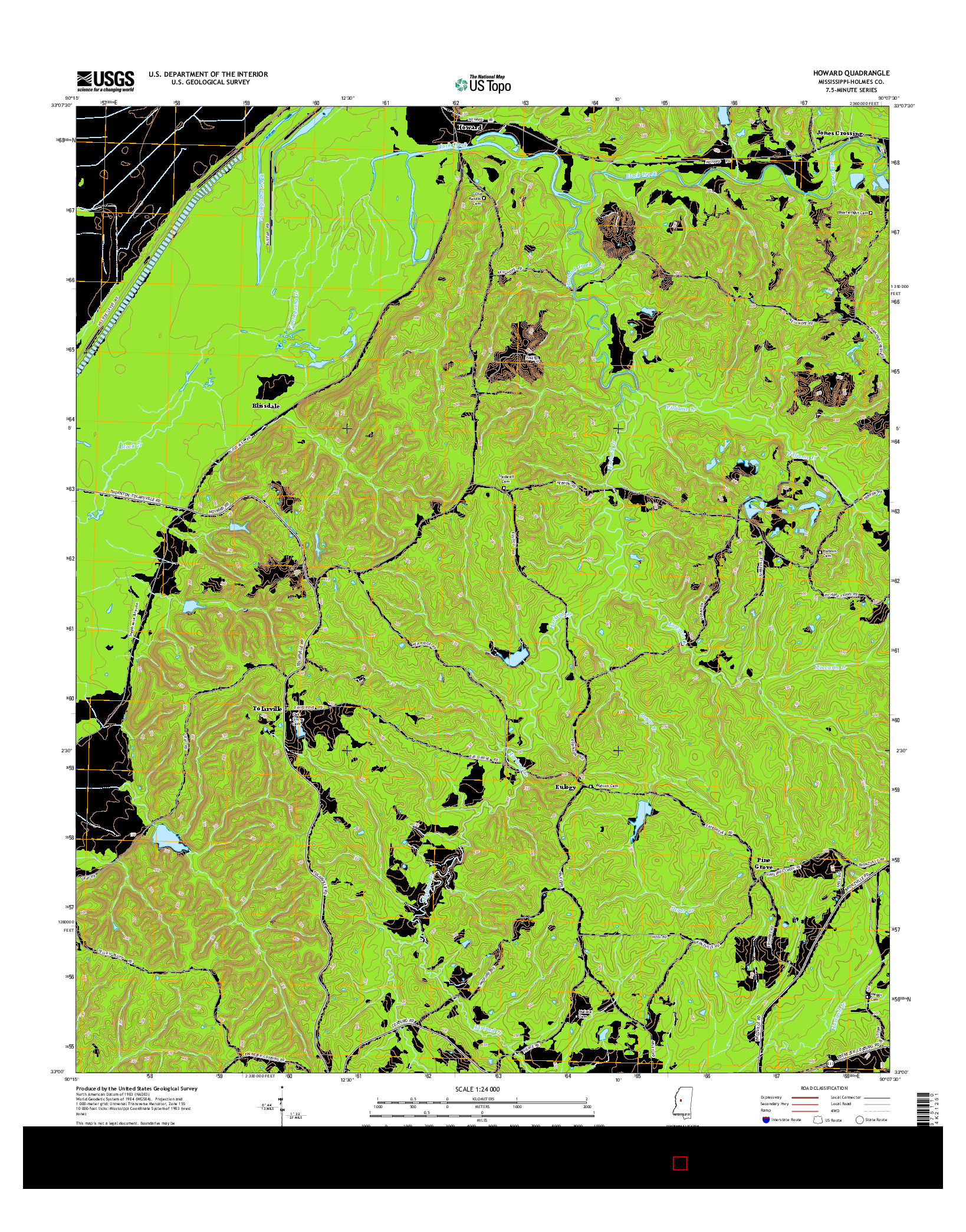 USGS US TOPO 7.5-MINUTE MAP FOR HOWARD, MS 2015