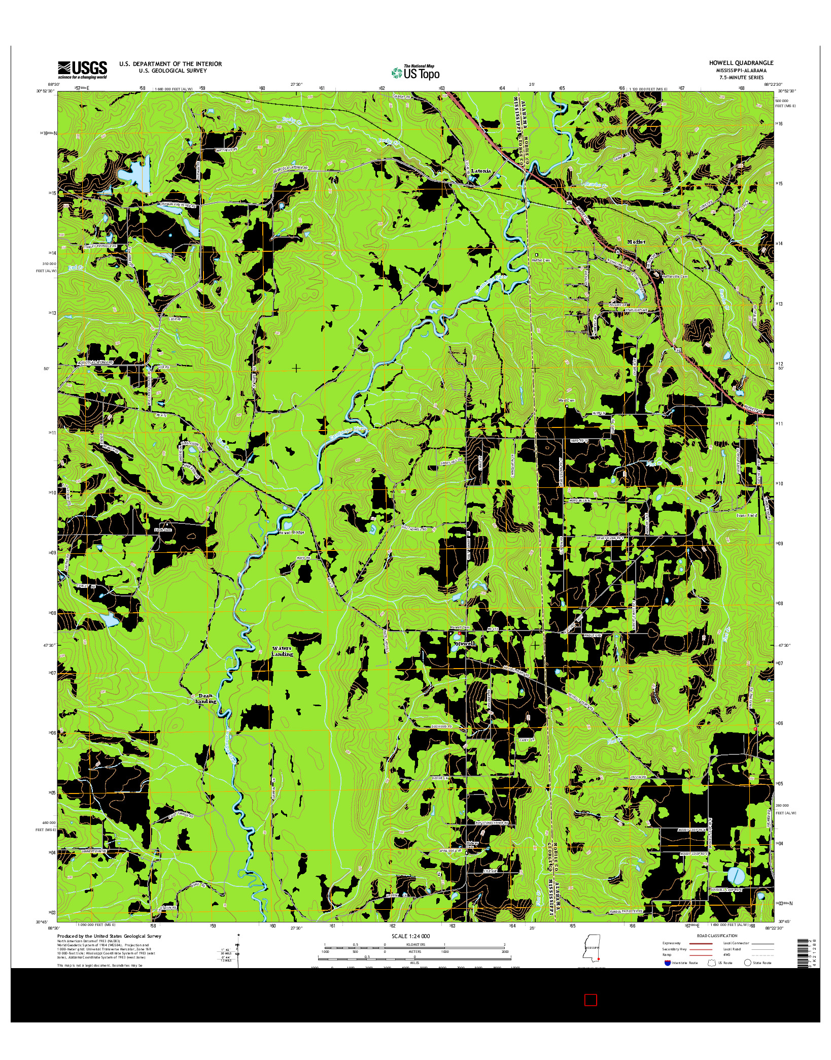 USGS US TOPO 7.5-MINUTE MAP FOR HOWELL, MS-AL 2015
