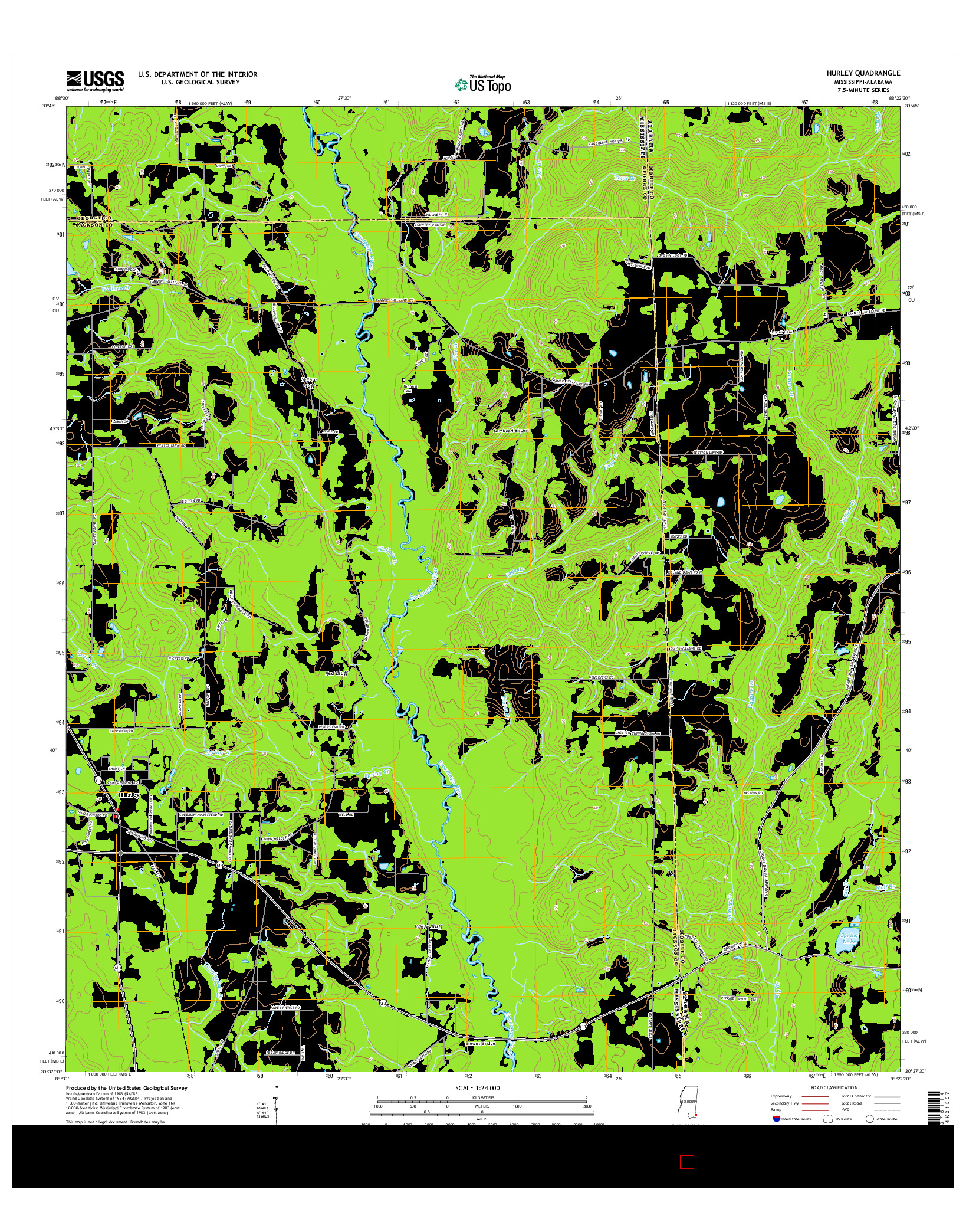 USGS US TOPO 7.5-MINUTE MAP FOR HURLEY, MS-AL 2015