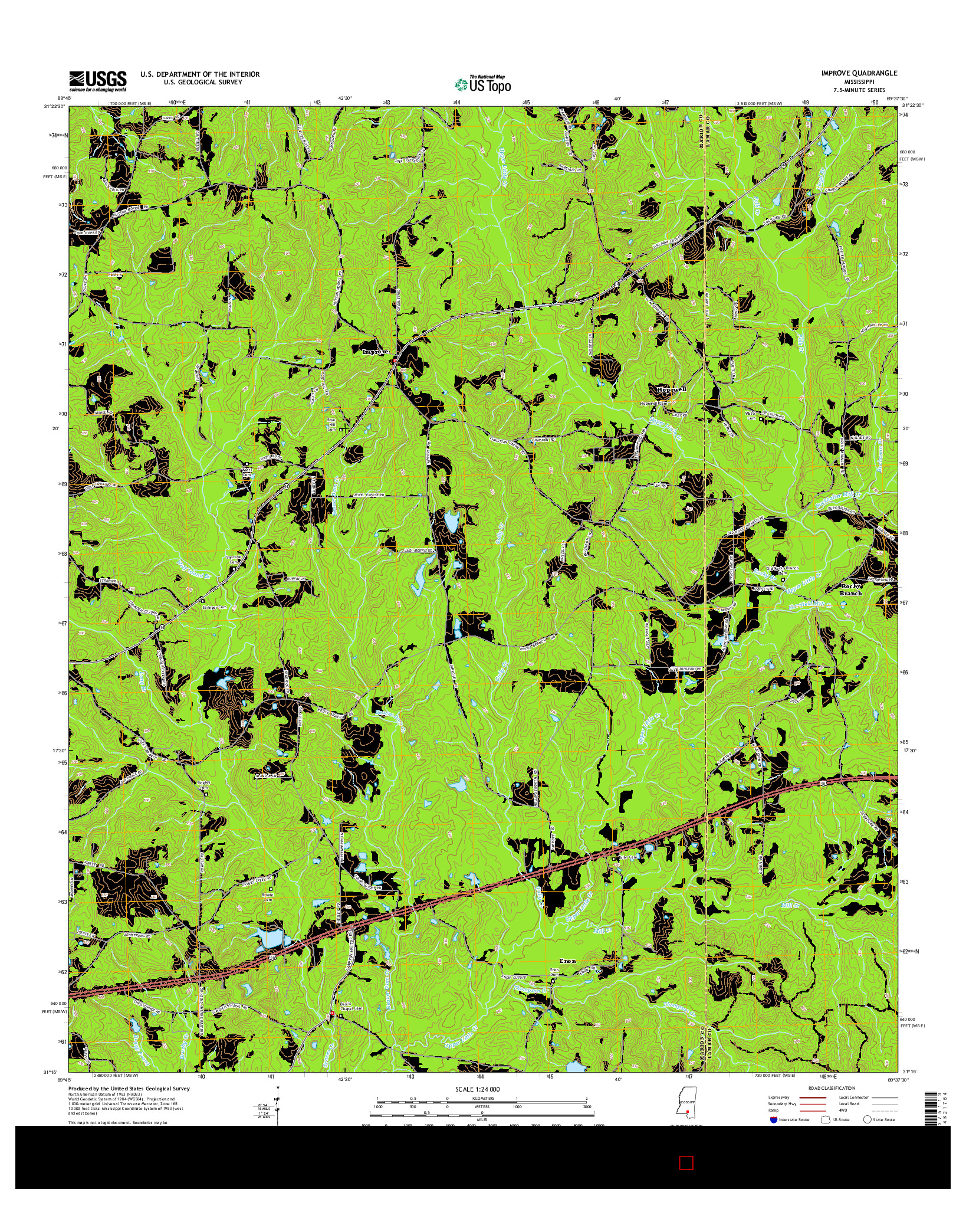 USGS US TOPO 7.5-MINUTE MAP FOR IMPROVE, MS 2015