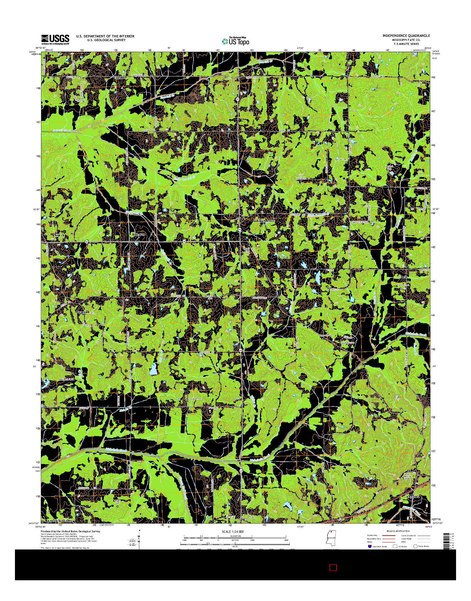 USGS US TOPO 7.5-MINUTE MAP FOR INDEPENDENCE, MS 2015