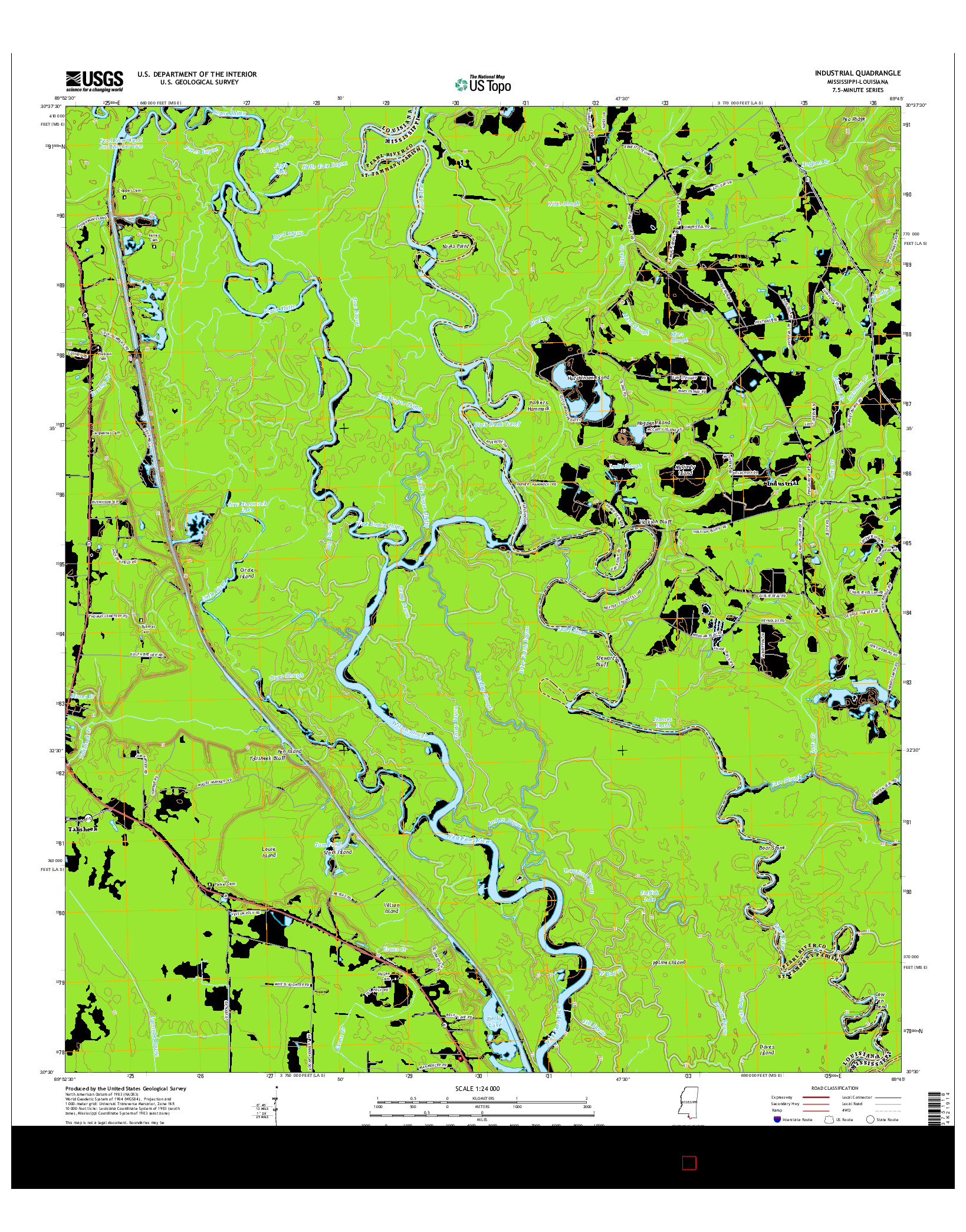USGS US TOPO 7.5-MINUTE MAP FOR INDUSTRIAL, MS-LA 2015