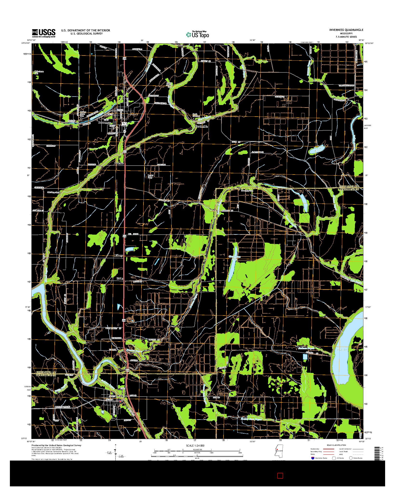 USGS US TOPO 7.5-MINUTE MAP FOR INVERNESS, MS 2015