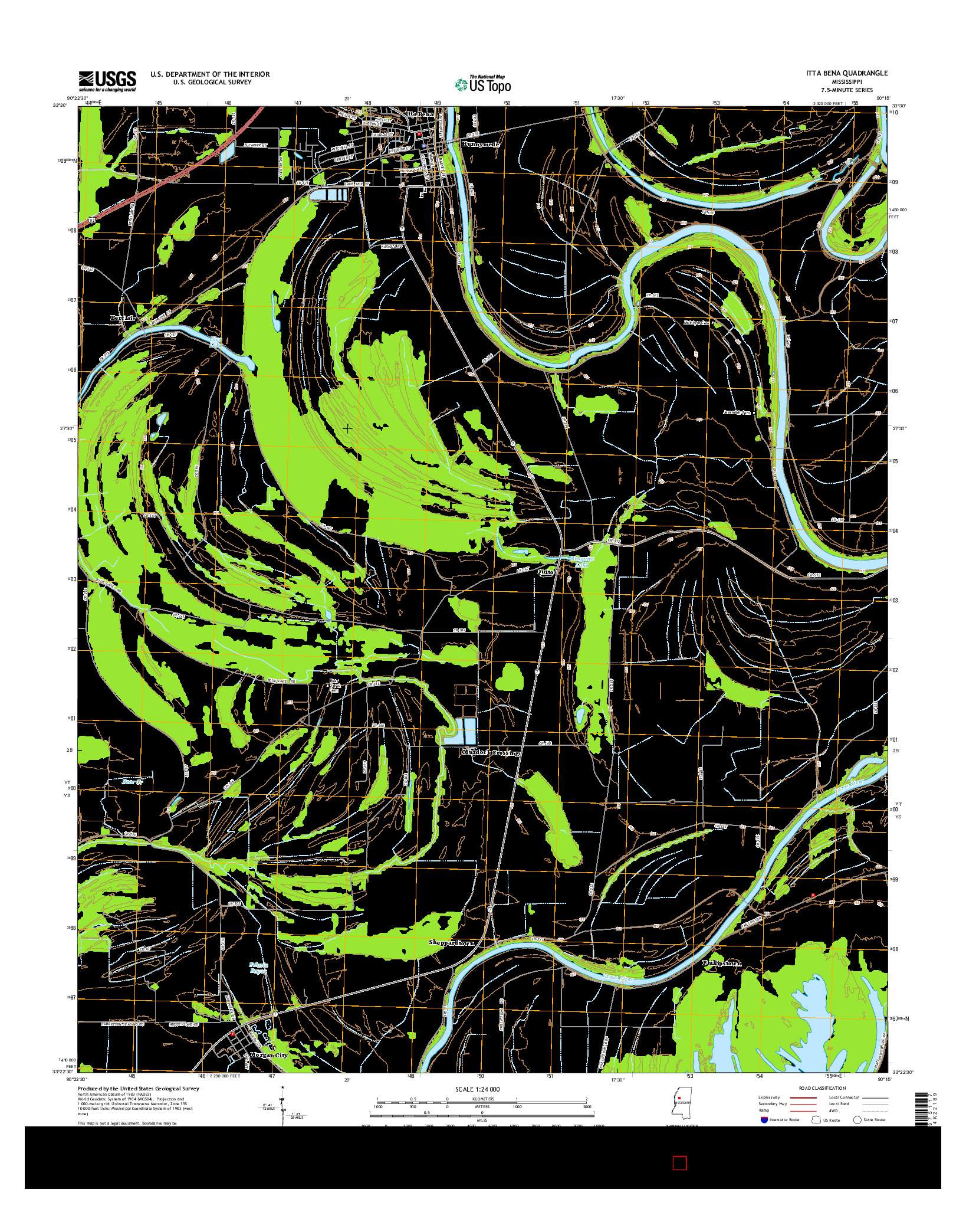 USGS US TOPO 7.5-MINUTE MAP FOR ITTA BENA, MS 2015