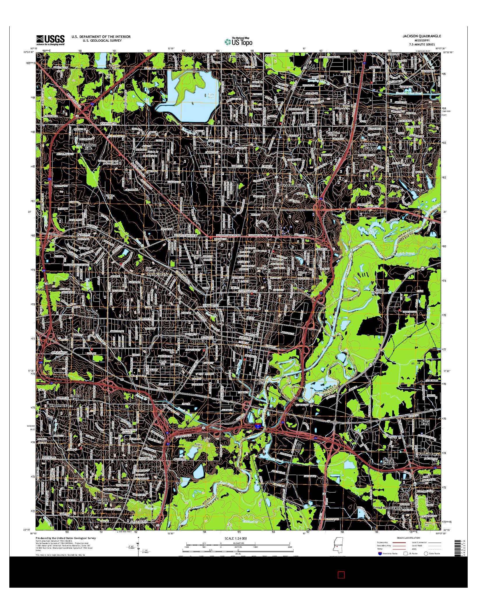 USGS US TOPO 7.5-MINUTE MAP FOR JACKSON, MS 2015