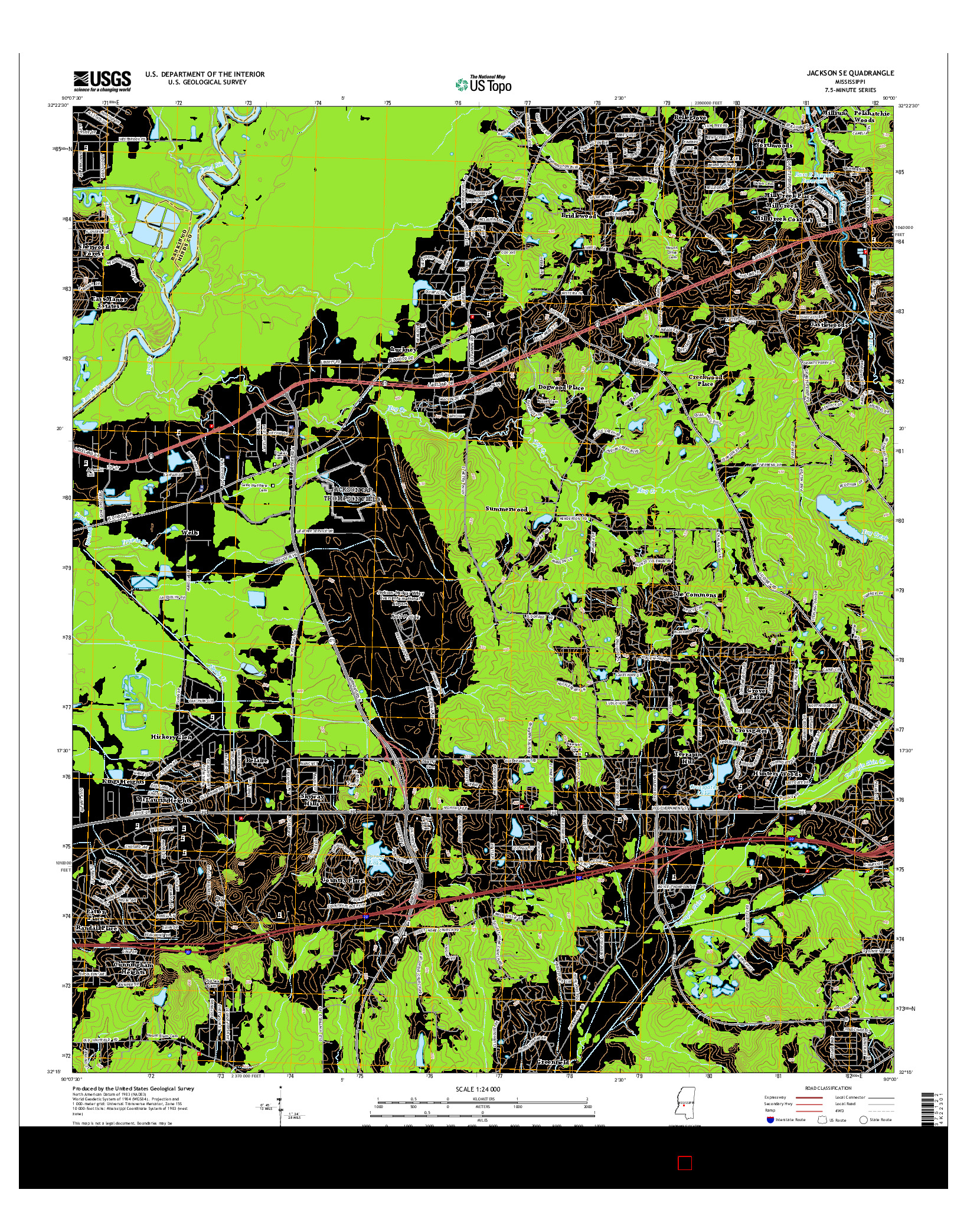 USGS US TOPO 7.5-MINUTE MAP FOR JACKSON SE, MS 2015