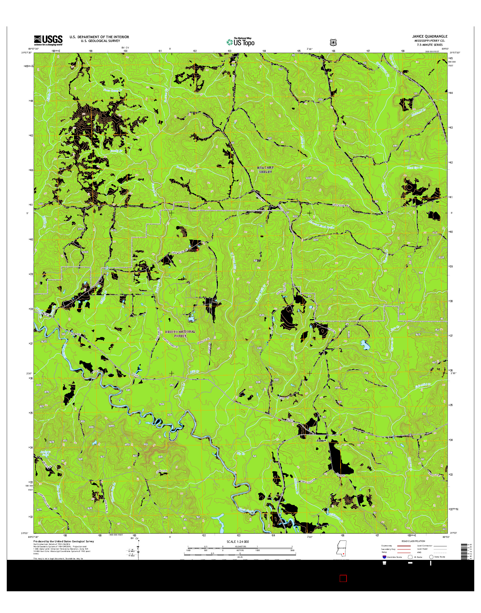 USGS US TOPO 7.5-MINUTE MAP FOR JANICE, MS 2015