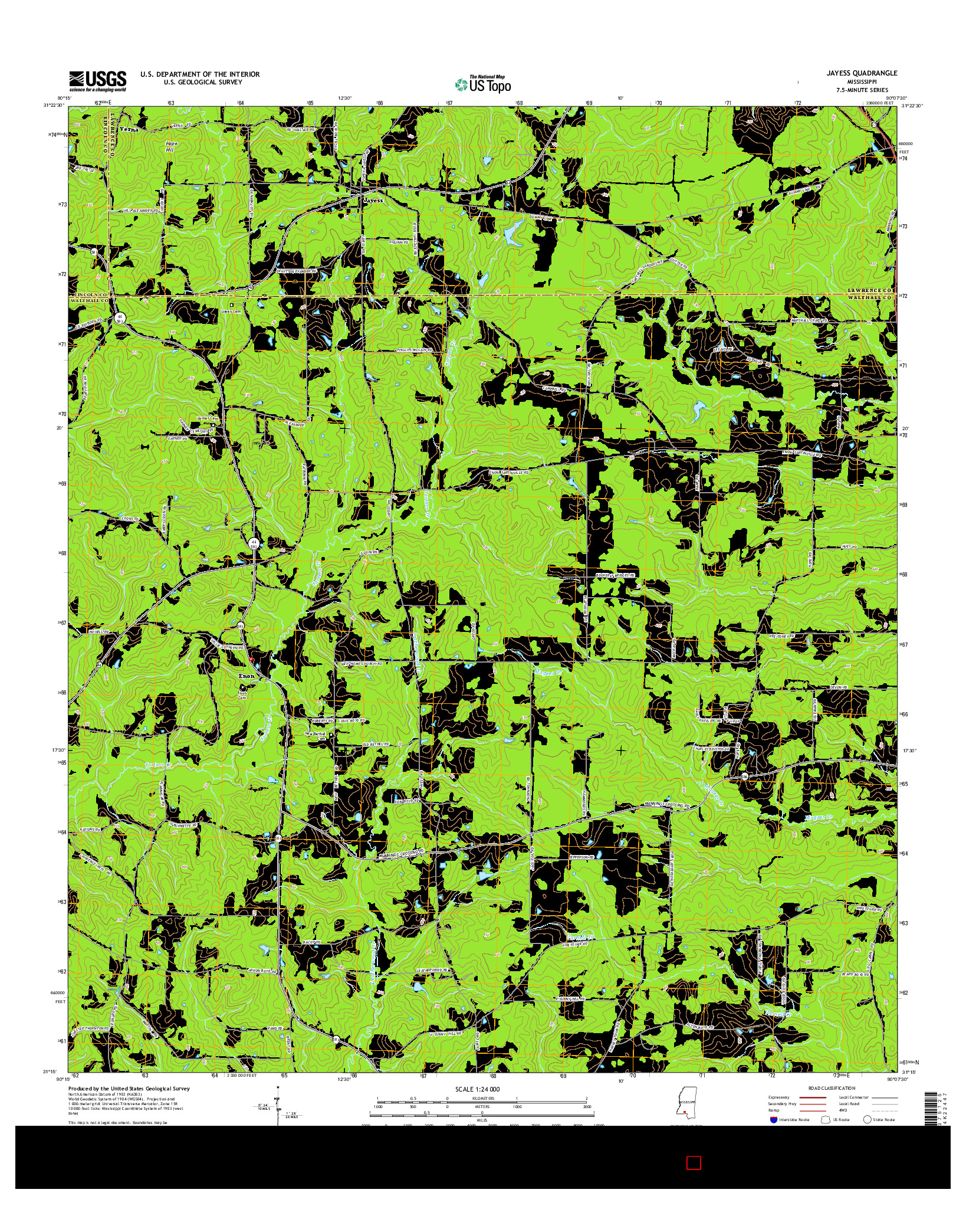 USGS US TOPO 7.5-MINUTE MAP FOR JAYESS, MS 2015