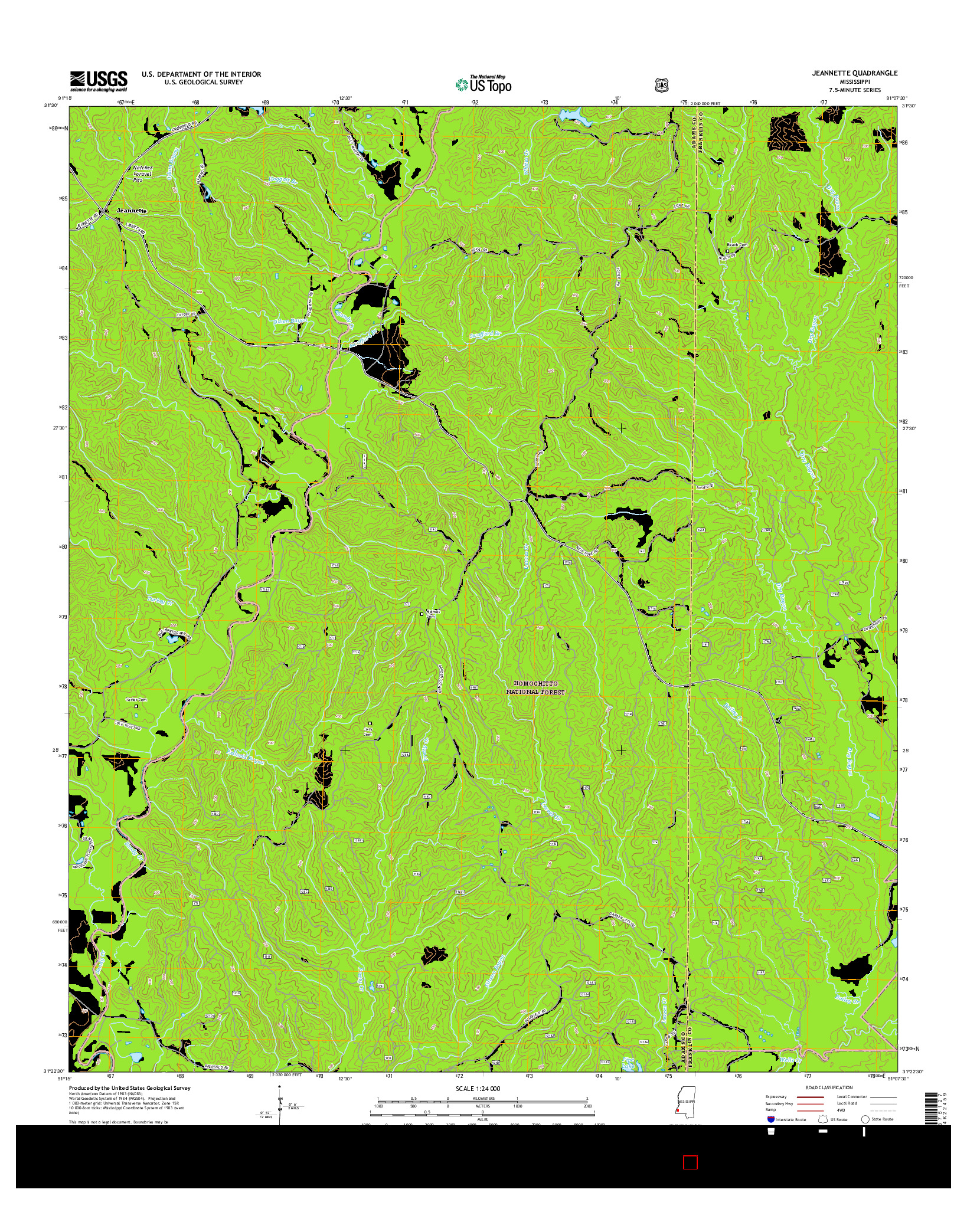 USGS US TOPO 7.5-MINUTE MAP FOR JEANNETTE, MS 2015