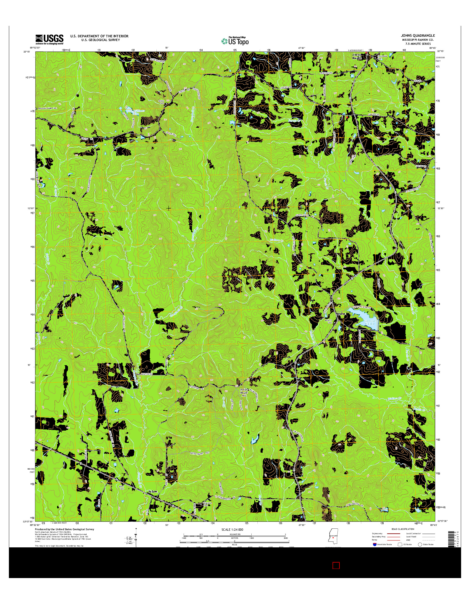 USGS US TOPO 7.5-MINUTE MAP FOR JOHNS, MS 2015