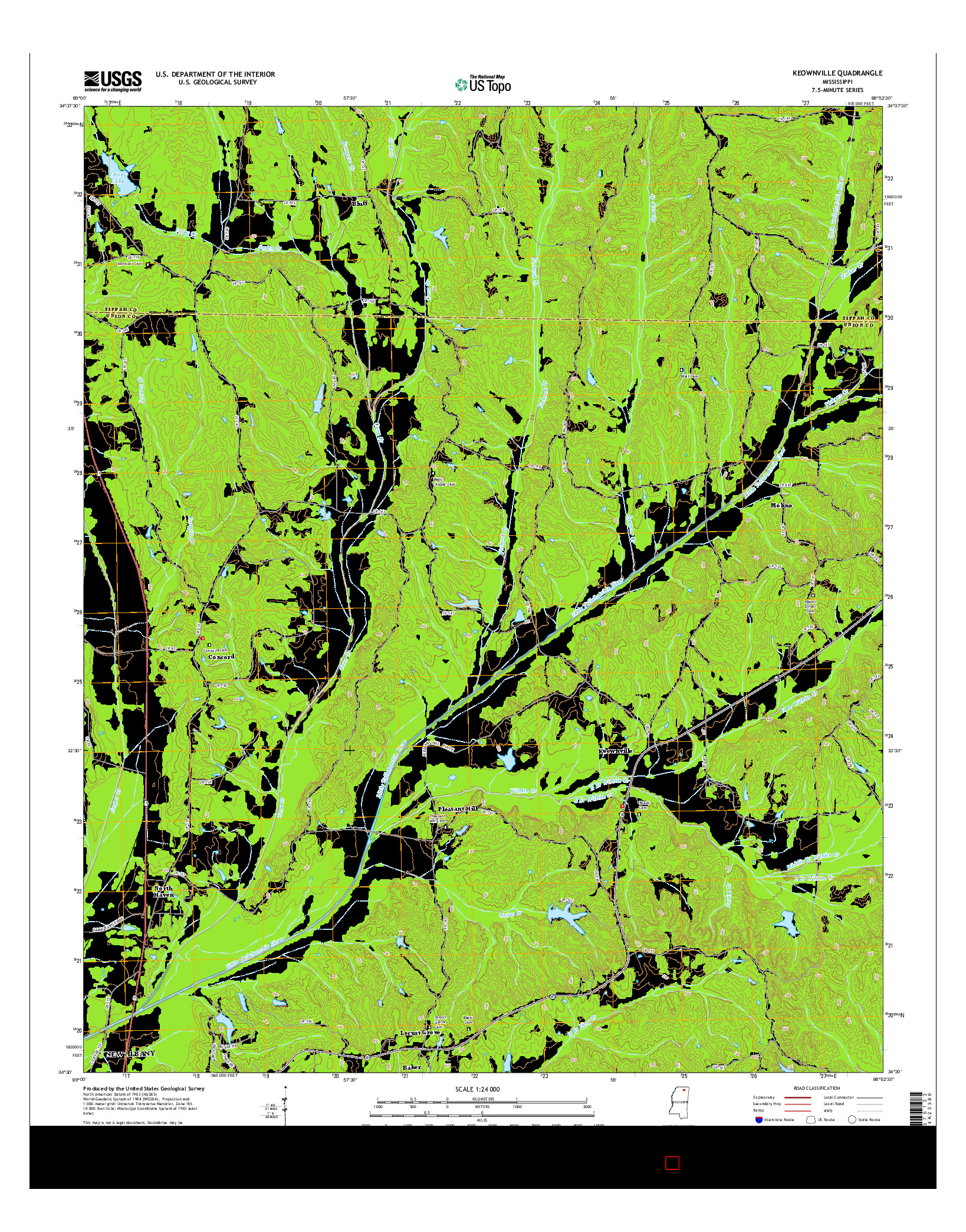 USGS US TOPO 7.5-MINUTE MAP FOR KEOWNVILLE, MS 2015
